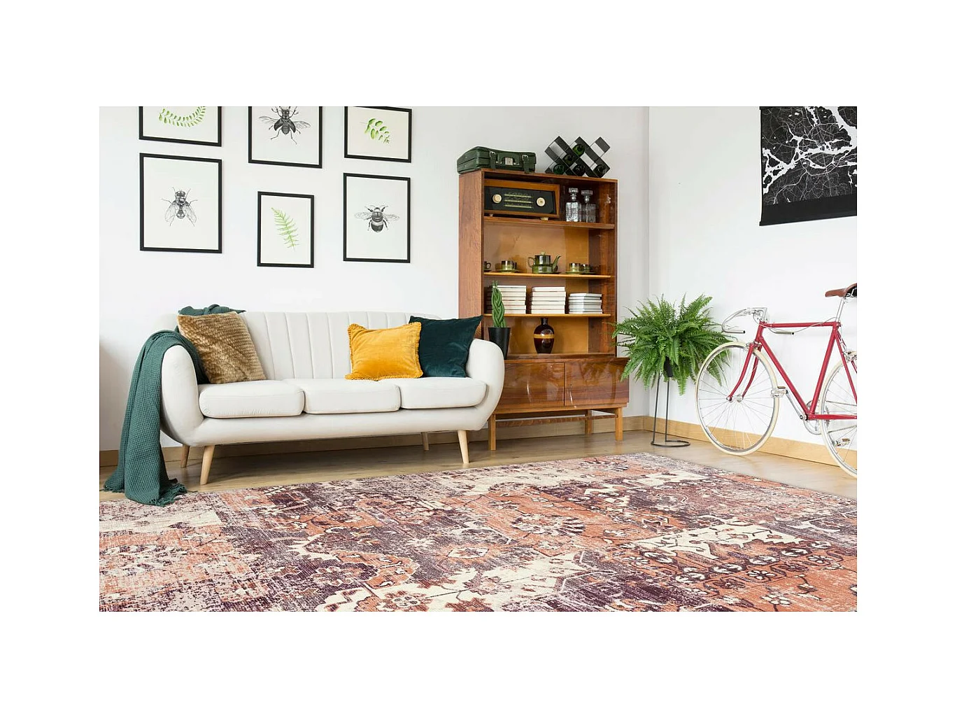 Tapis Vintage à Poils Courts "Indiana IV" Terracotta 160 x 230 cm