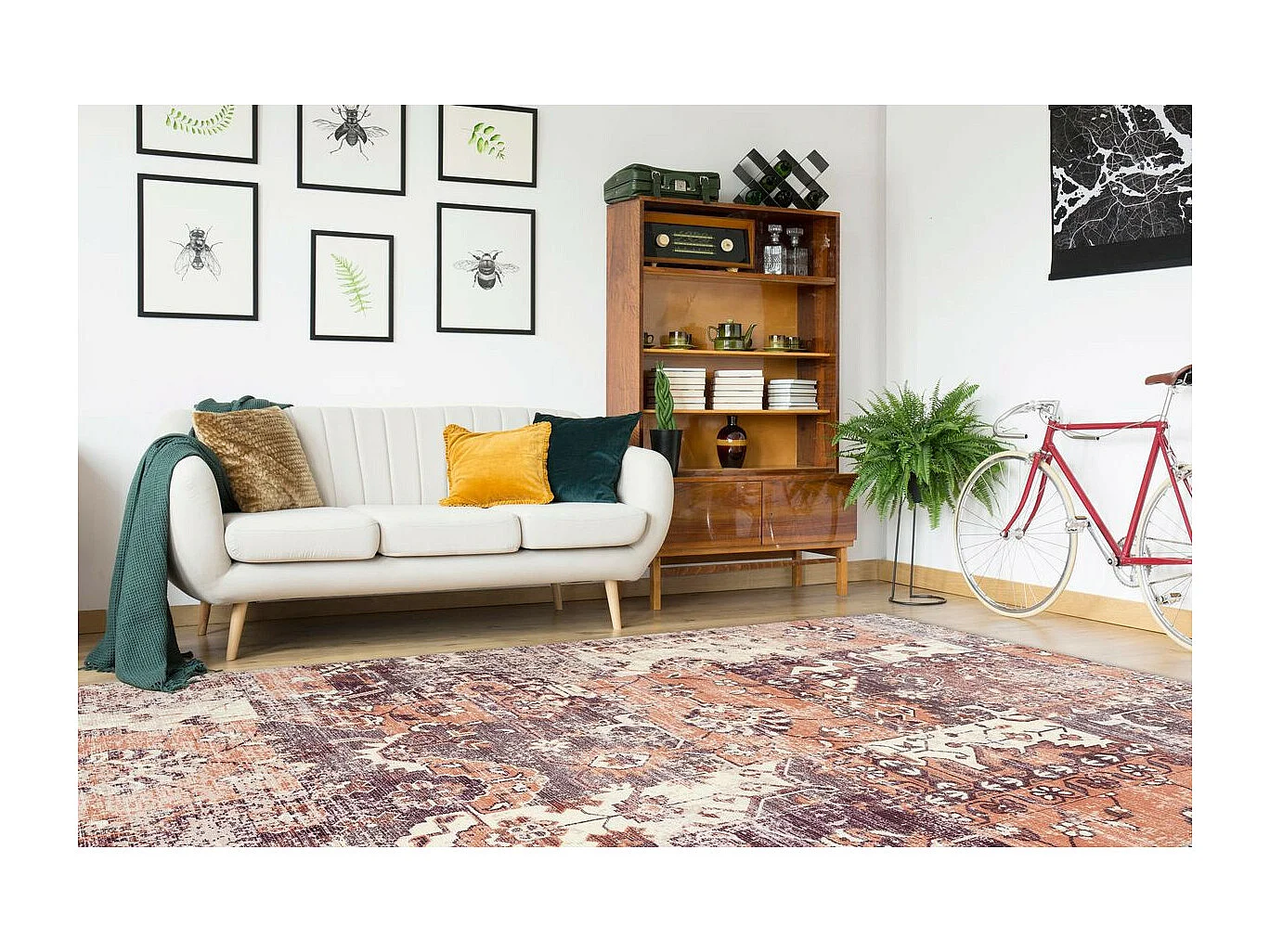 Tapis Vintage à Poils Courts "Indiana IV" Terracotta 160 x 230 cm