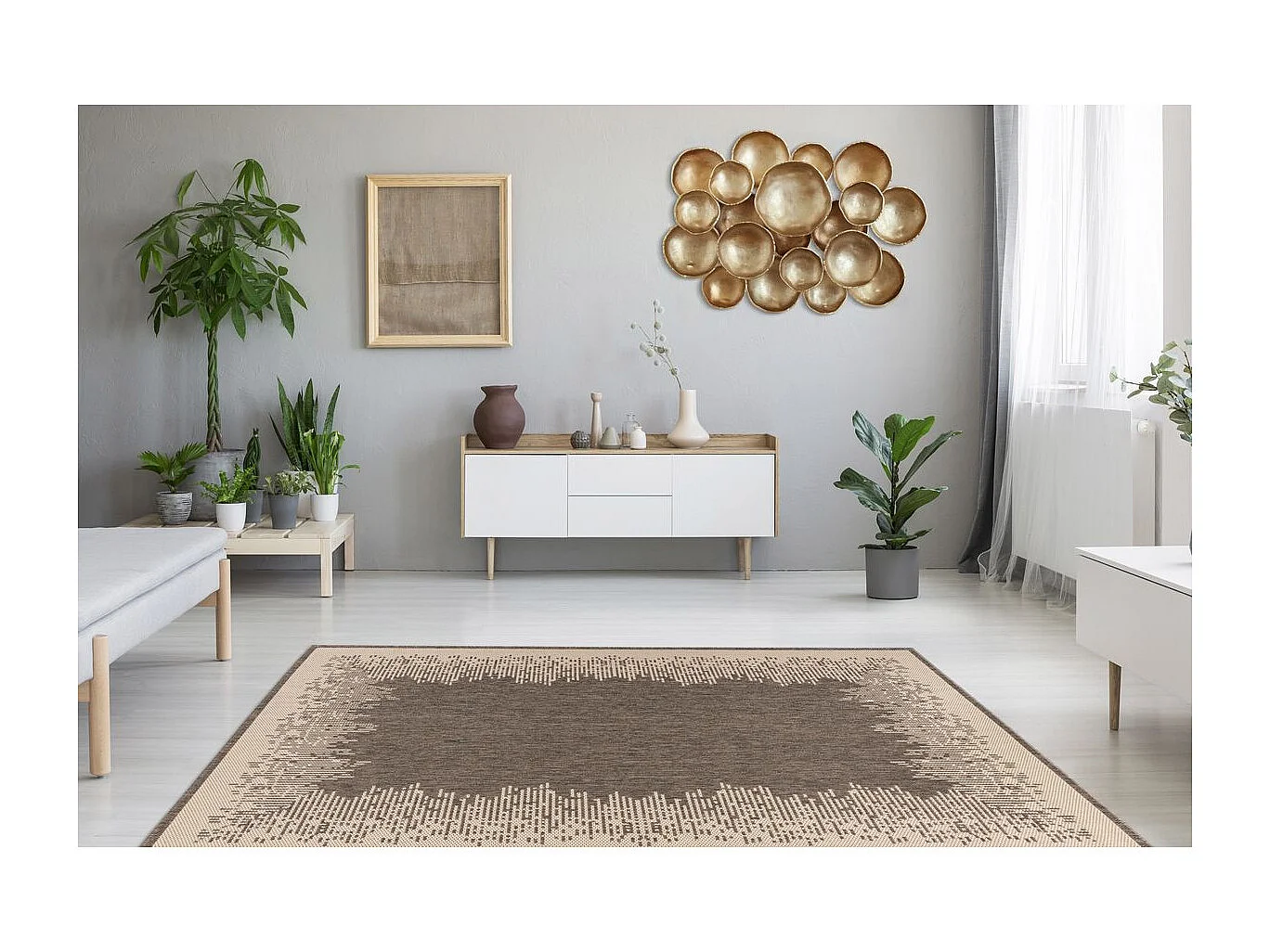 Tapis Imprimé à Poils Courts "Splash" Marron 120 x 170 cm