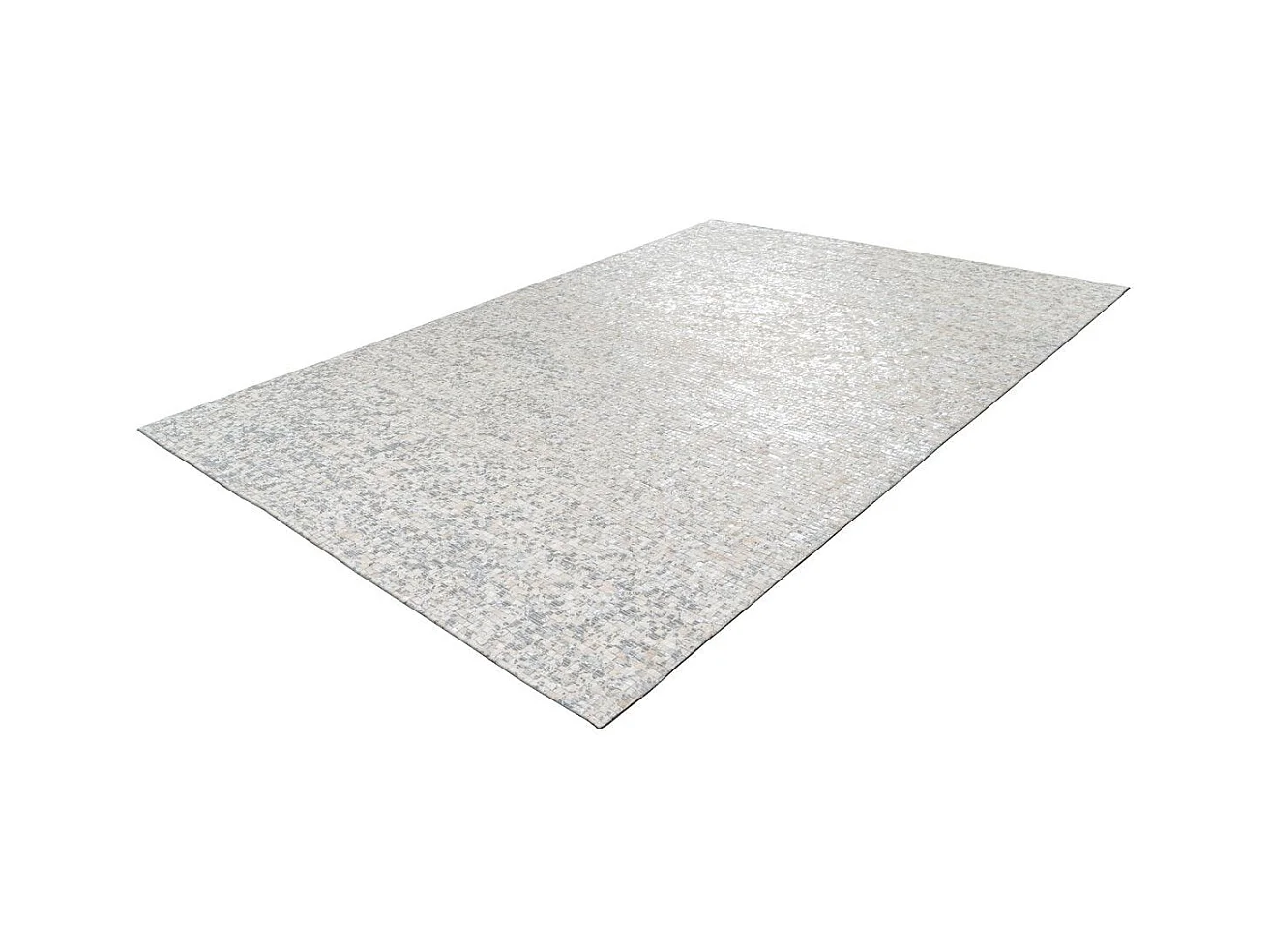 Tapis en Cuir Fait Main "Finish" Blanc & Argent 160 x 230 cm