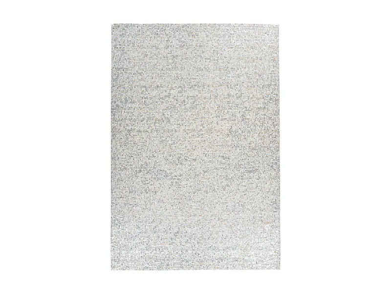 Tapis en Cuir Fait Main "Finish" Blanc & Argent 160 x 230 cm