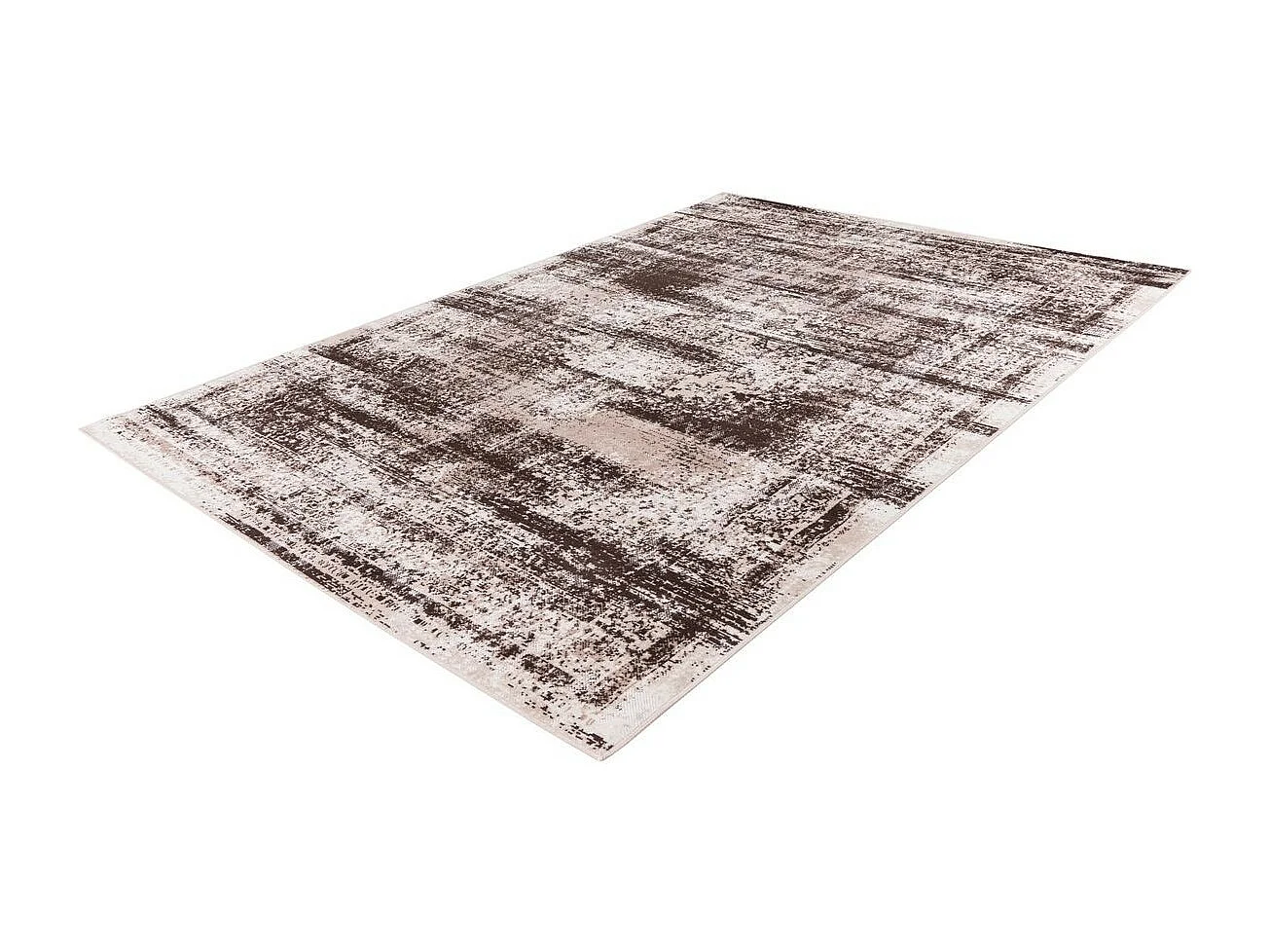 Tapis Vintage à Poils Courts "Ariya" Taupe & Marron 120 x 170 cm