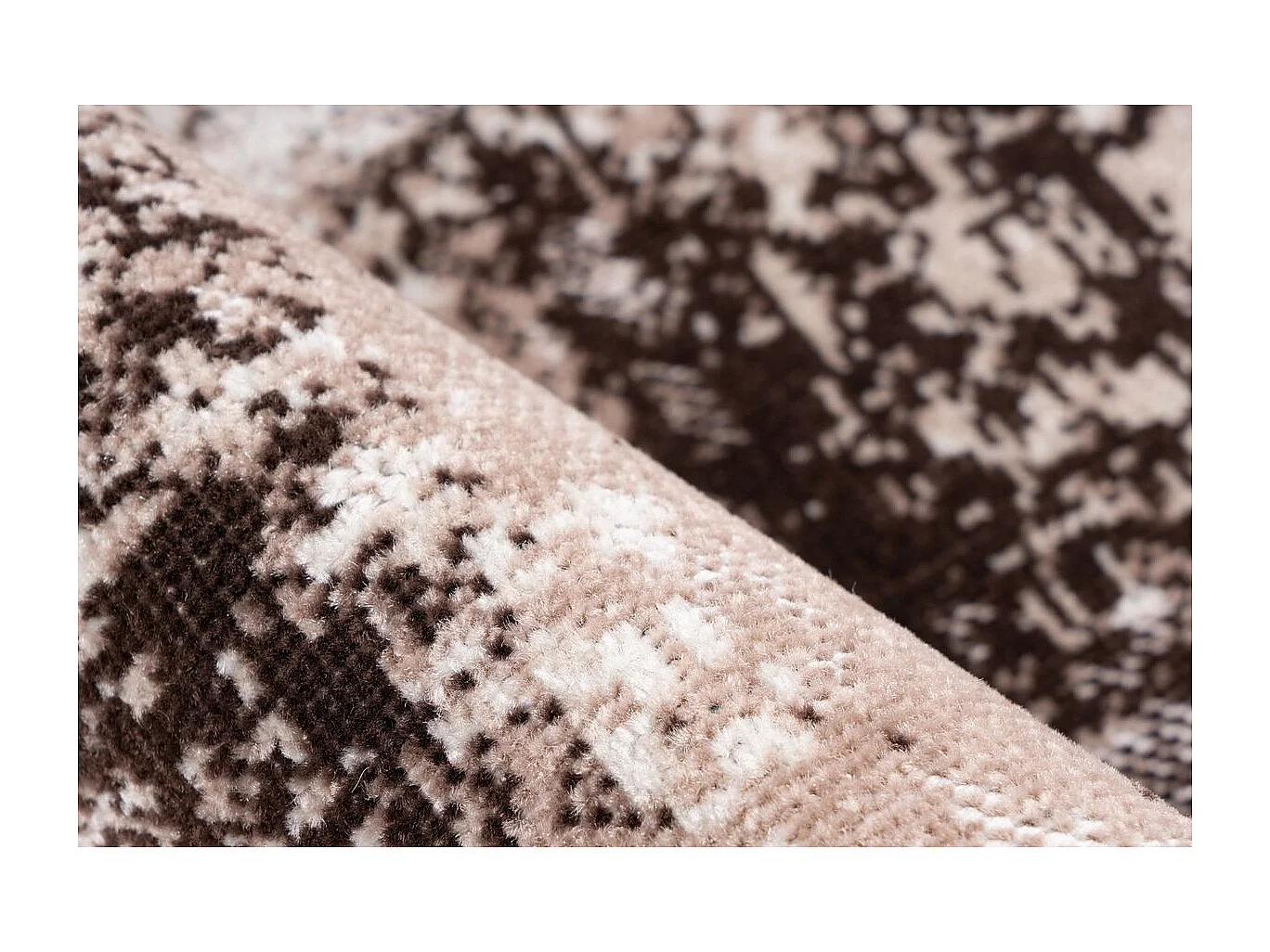 Tapis Vintage à Poils Courts "Ariya" Taupe & Marron 120 x 170 cm