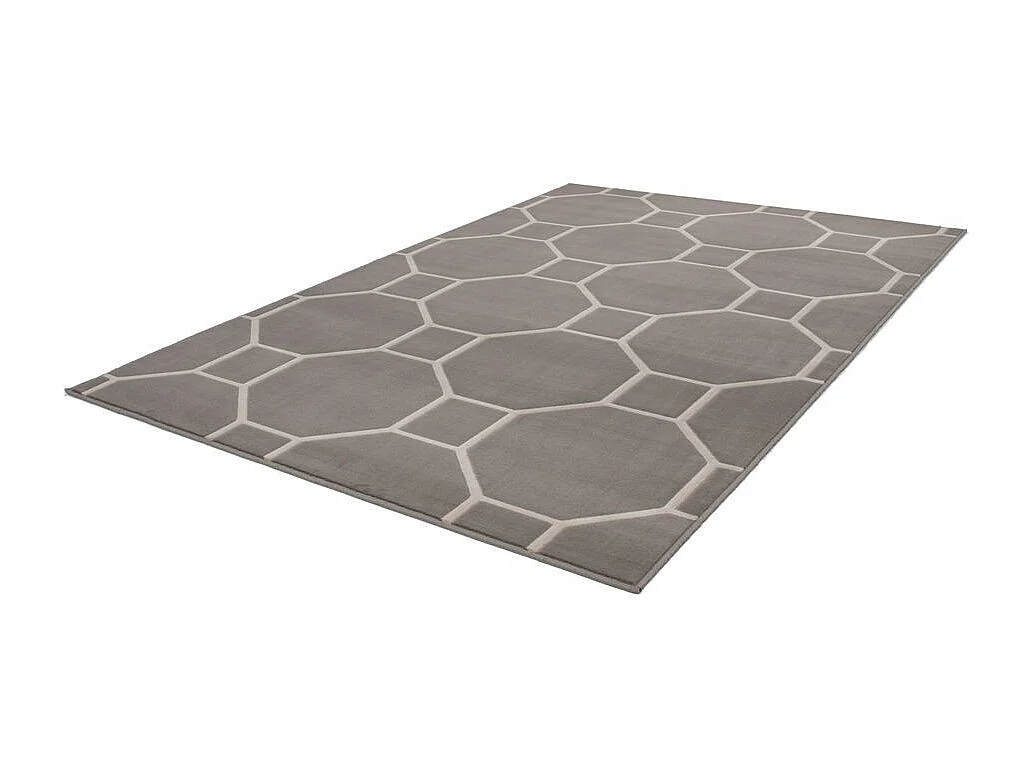 Tapis Effet 3D à Poils Courts "Lina" Taupe & Ivoire 80 x 300 cm