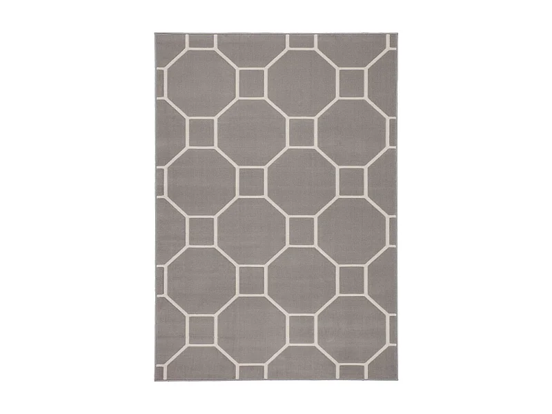 Tapis Effet 3D à Poils Courts "Lina" Taupe & Ivoire 80 x 300 cm