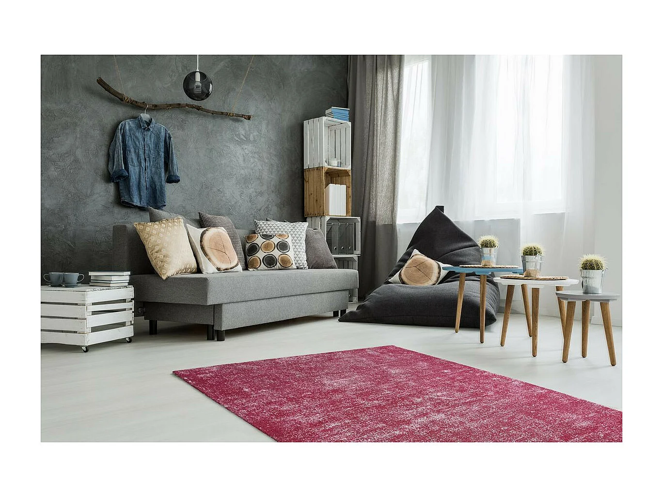 Tapis Vintage Tissé à la Main "Etna" Rose 160 x 230 cm