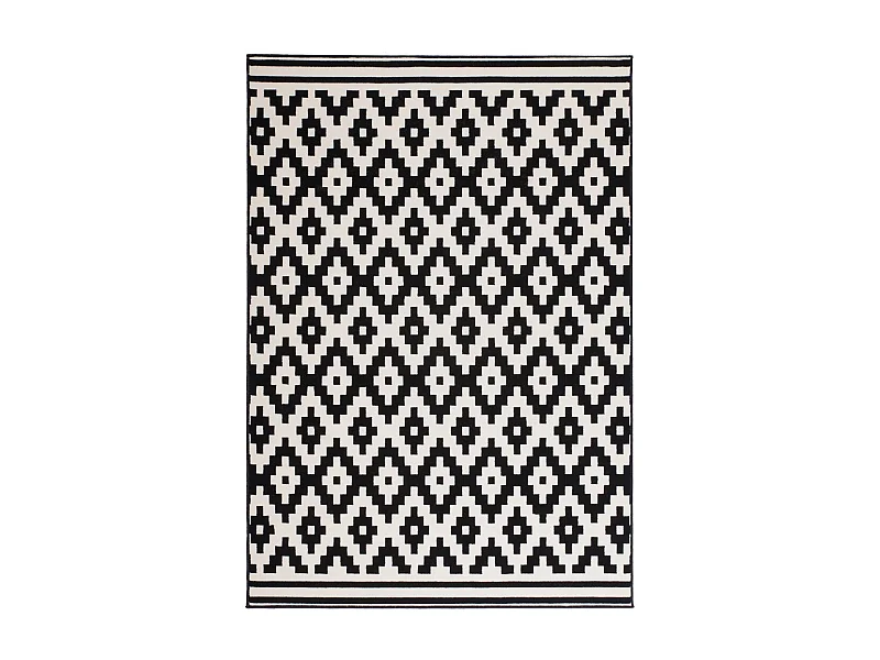 Tapis Géométrique à Poils Courts "Now III" Noir 80 x 150 cm