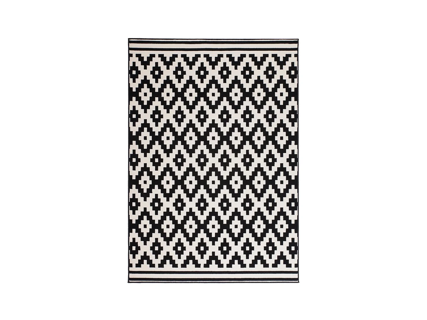 Tapis Géométrique à Poils Courts "Now III" Noir 80 x 150 cm