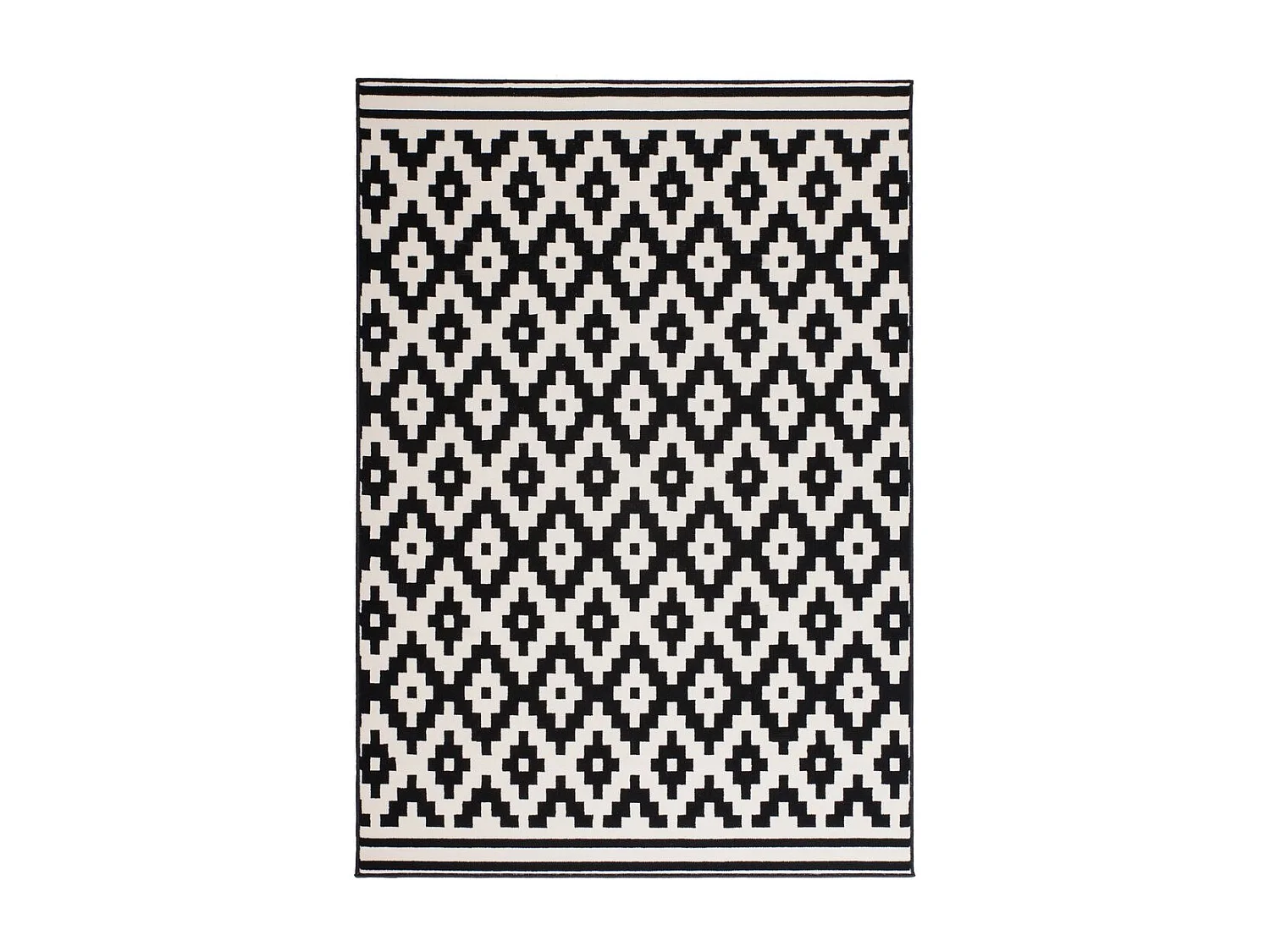 Tapis Géométrique à Poils Courts "Now III" Noir 80 x 150 cm