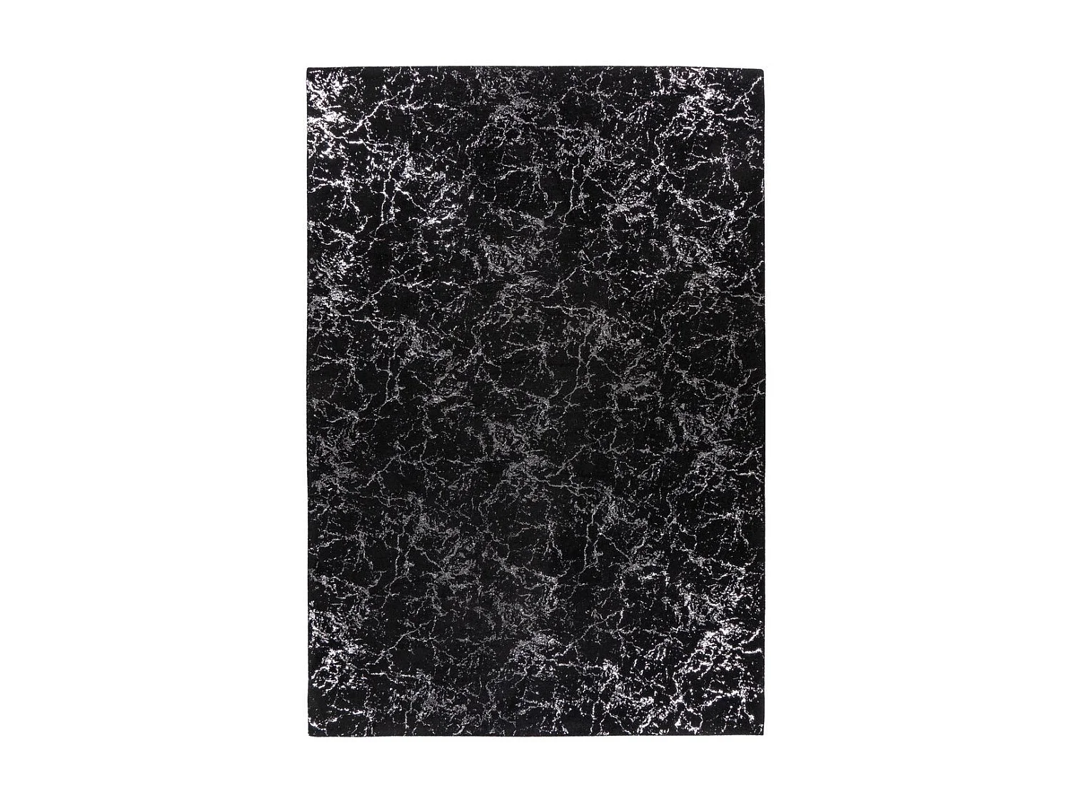 Tapis Marbré à Poils Longs "Bijou" Noir & Argent 120 x 170 cm