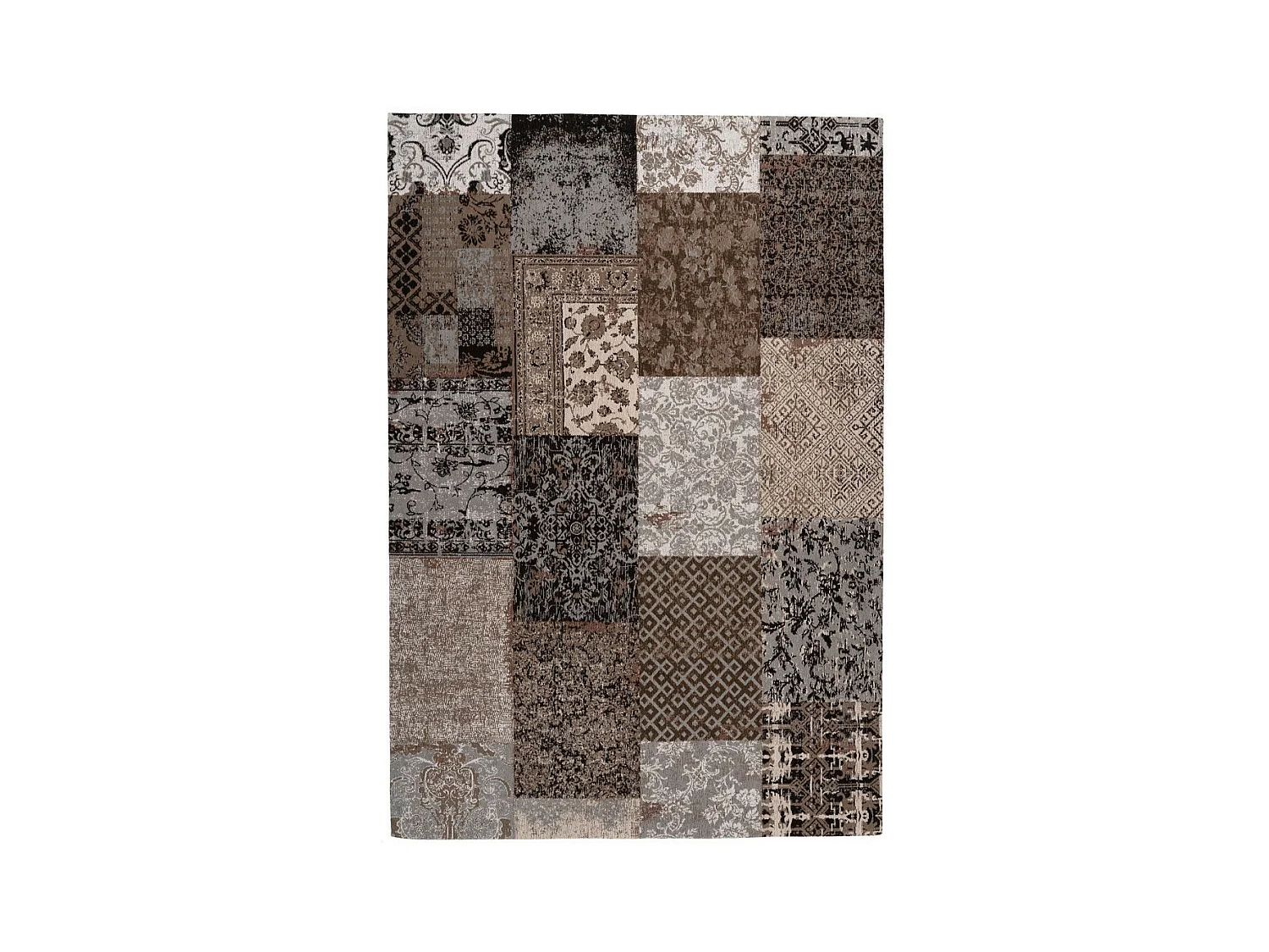 Tapis Tissé Vintage Patchwork "Symphony" Marron 160 x 230 cm