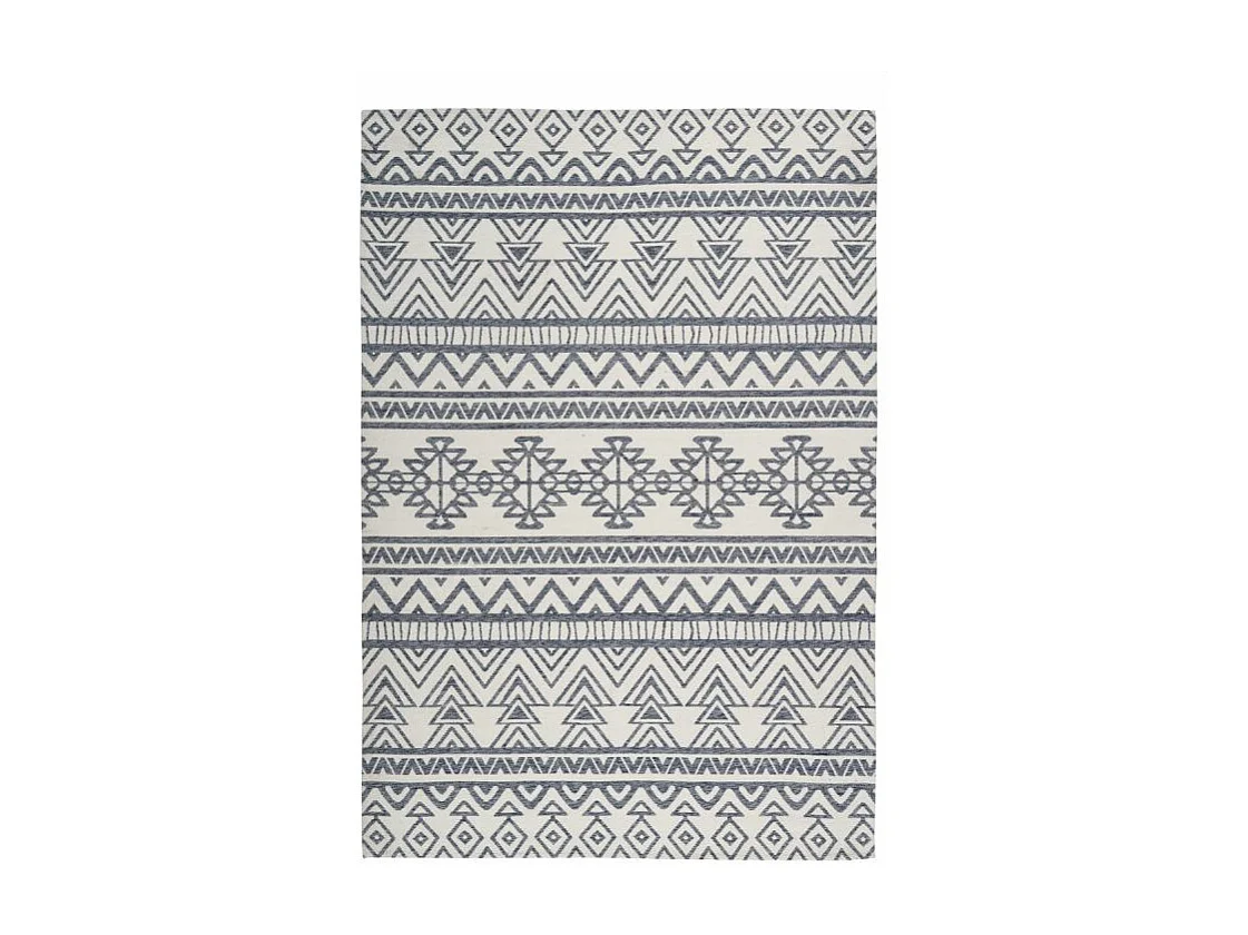 Tapis d'Extérieur Ethnique "Yoga" Anthracite & Ivoire 80 x 150 cm