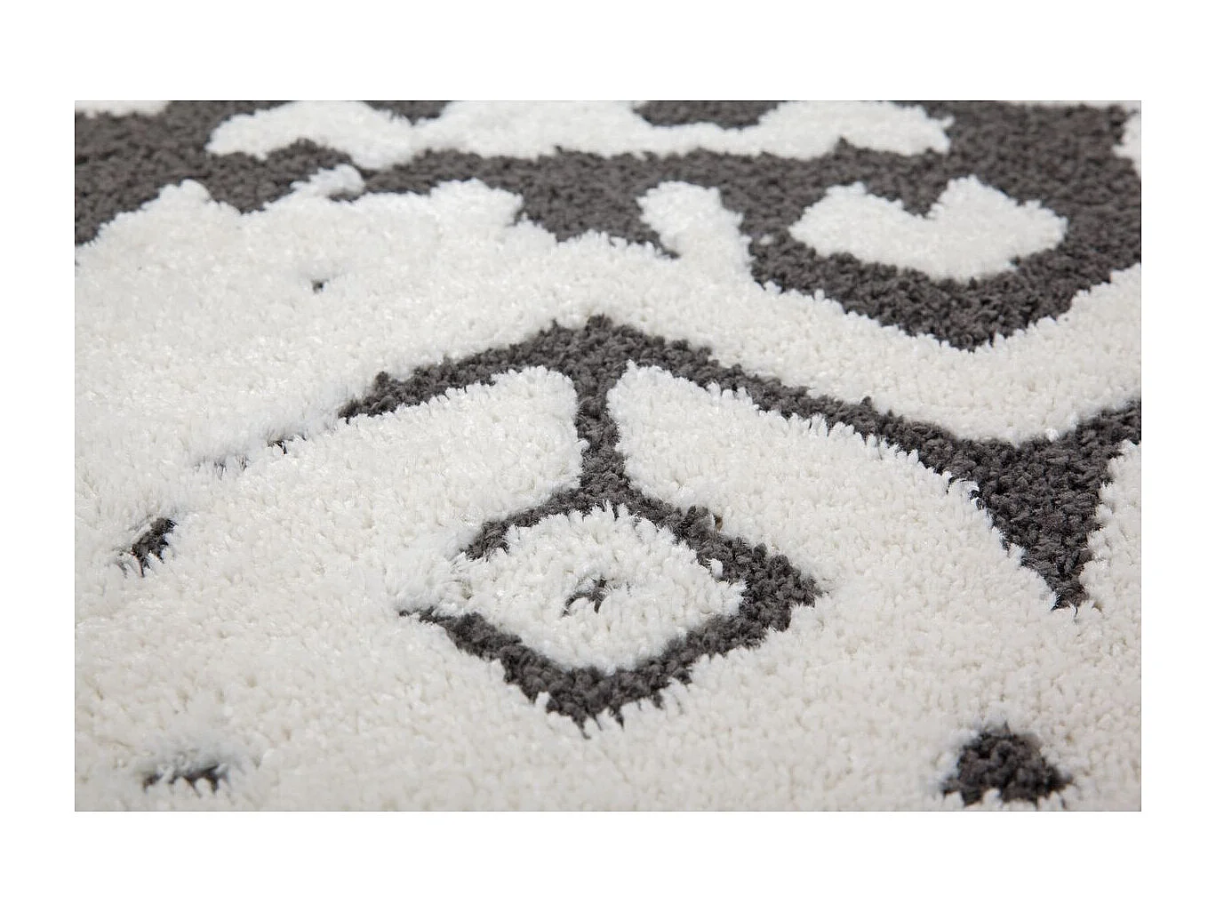 Tapis Ethnique à Franges "Agadir" Noir & Blanc 80 x 150 cm