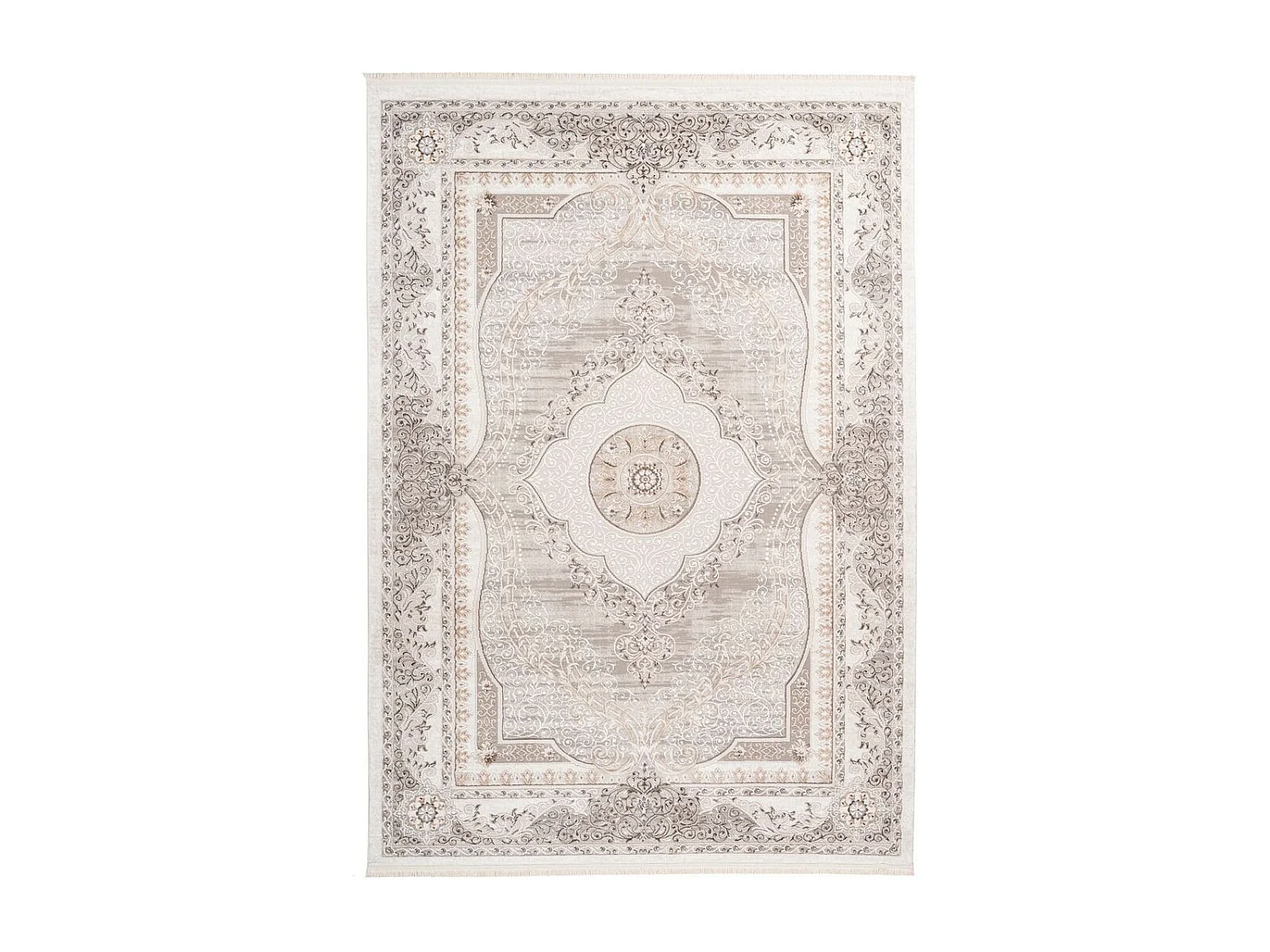 Tapis Vintage à Franges "Akropolis V" Gris & Argent 160 x 230 cm