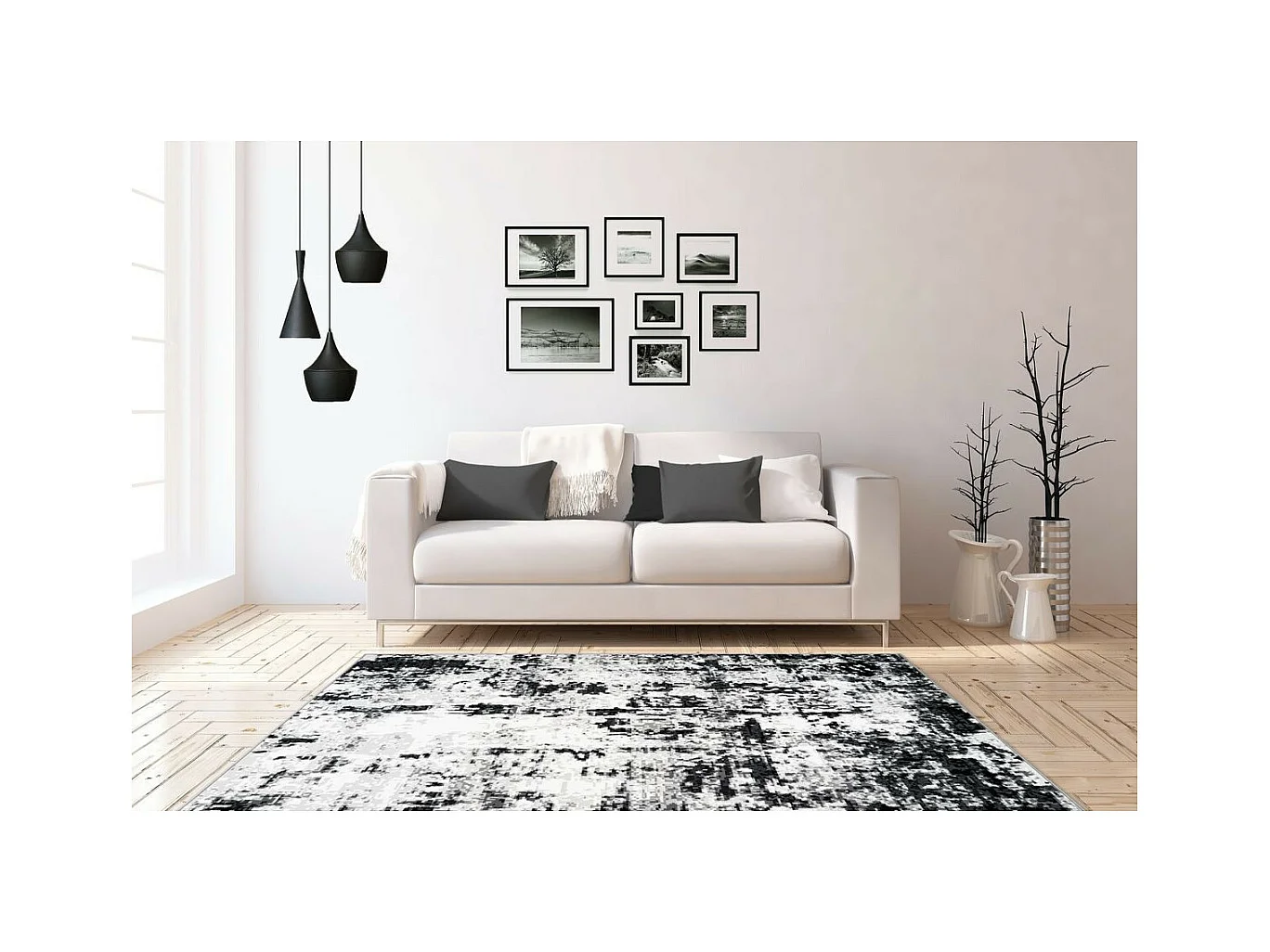 Tapis Vintage à Poils Courts "Esperanto VIII" Gris 80 x 150 cm