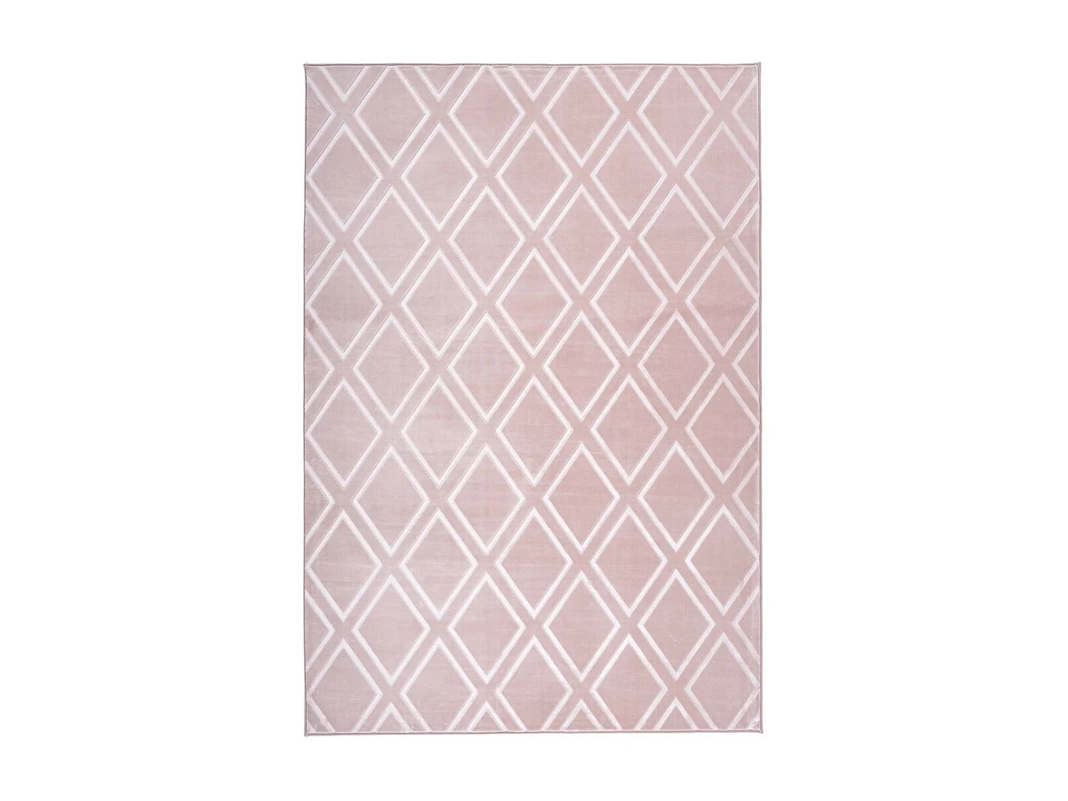 Tapis Imprimé Losange Fait Main "Monroe III" Rose 120 x 170 cm