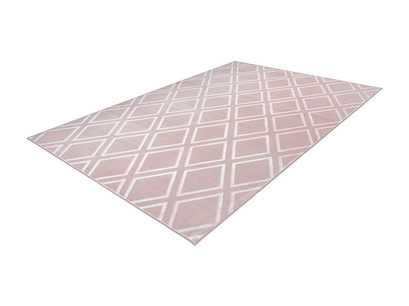 Tapis Imprimé Losange Fait Main "Monroe III" Rose 120 x 170 cm