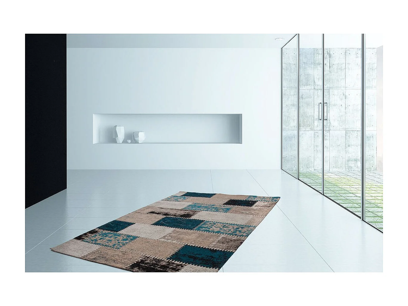 Tapis Patchwork Fait Main "Ballerina" Turquoise 120 x 170 cm