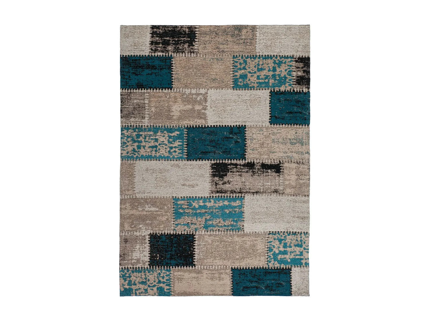 Tapis Patchwork Fait Main "Ballerina" Turquoise 120 x 170 cm