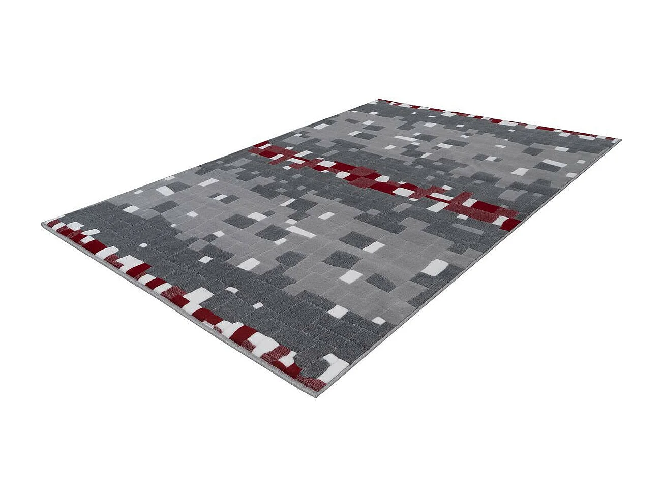 Tapis Mosaïque à Poils Courts "Vancouver II" Rouge 200 x 290 cm