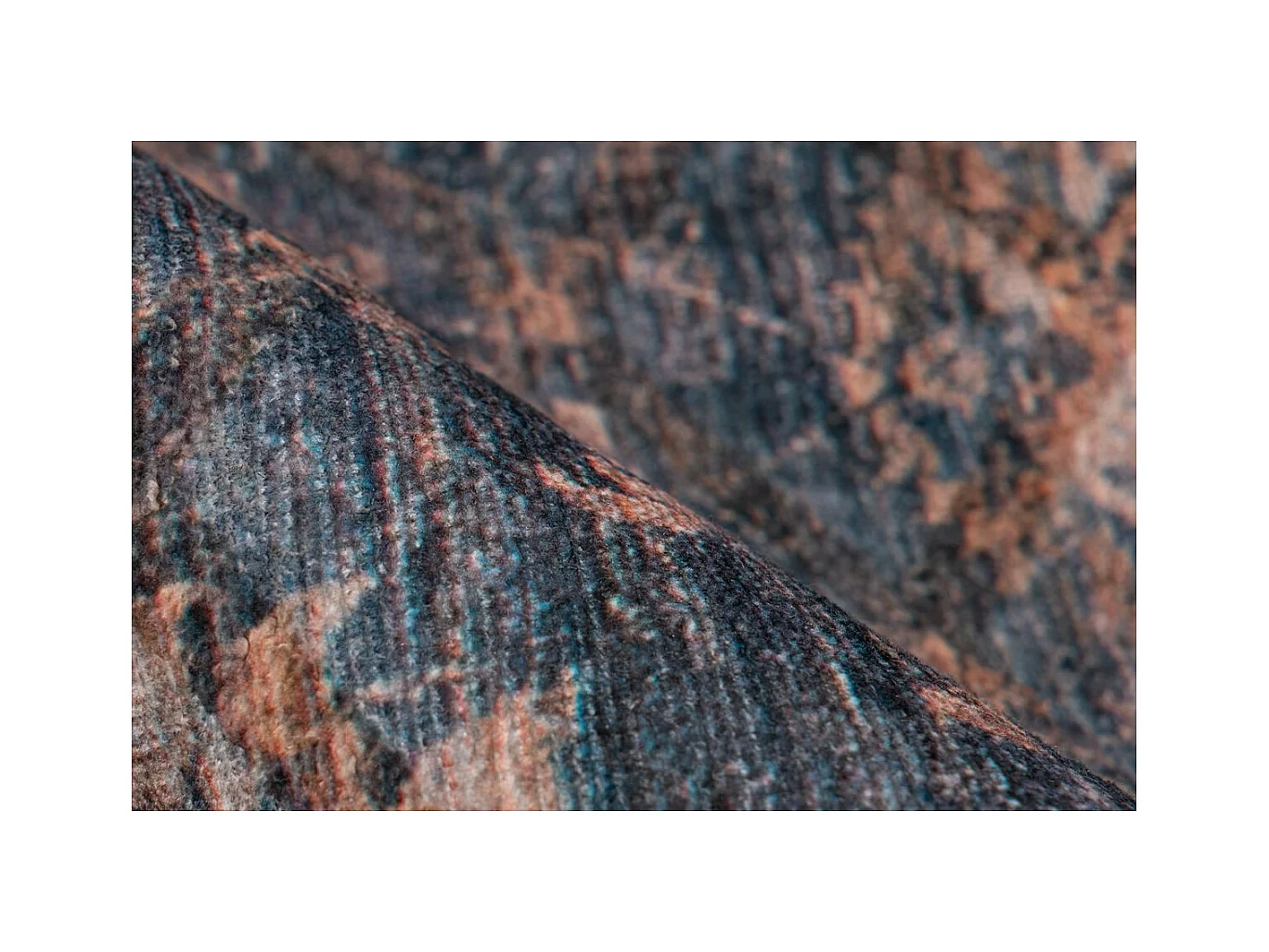 Tapis Tissé à Poils Courts "Antique" Bleu & Or 120 x 180 cm