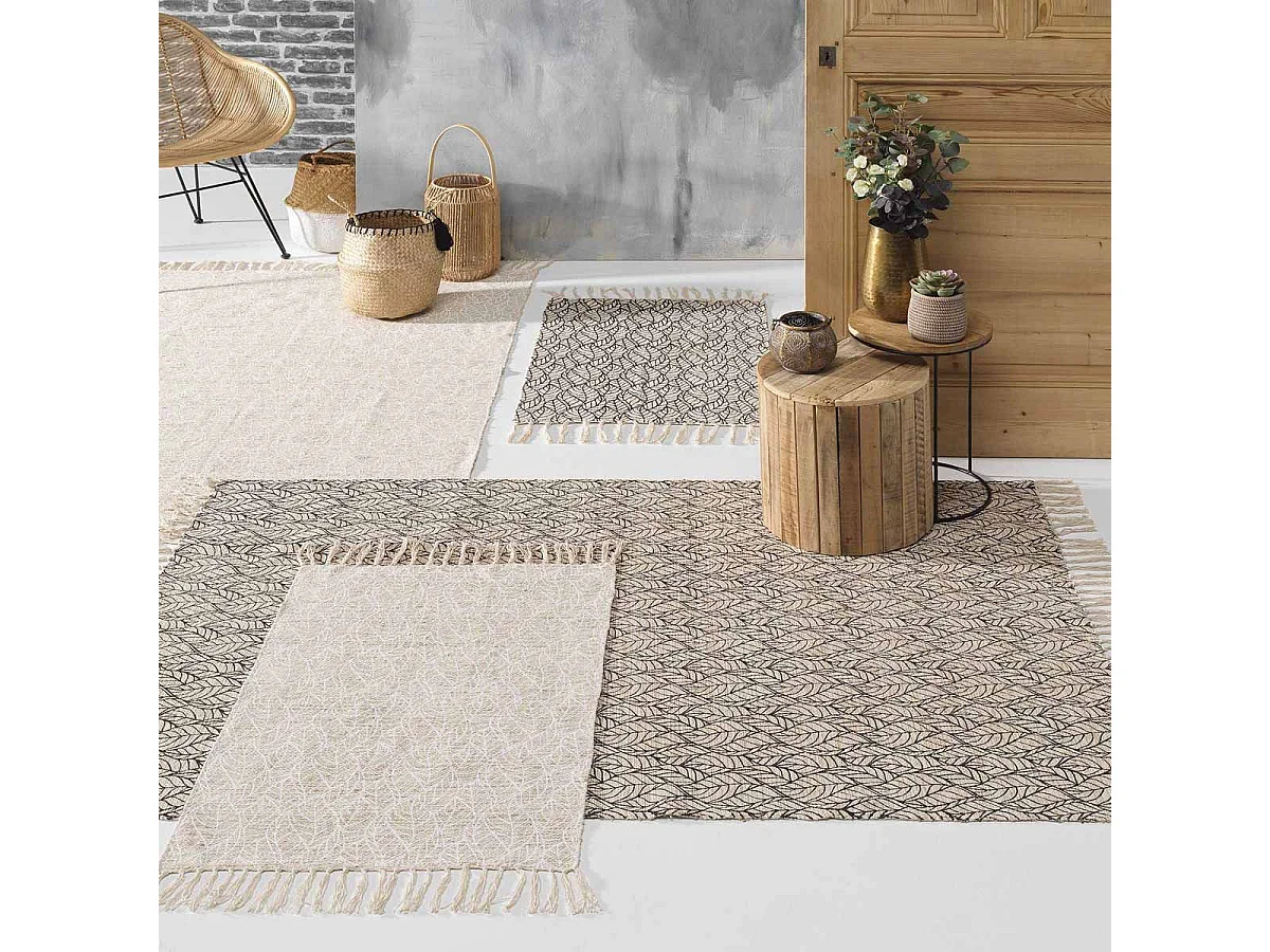 Tapis Déco à Franges "Kalinda" 120x170cm Blanc