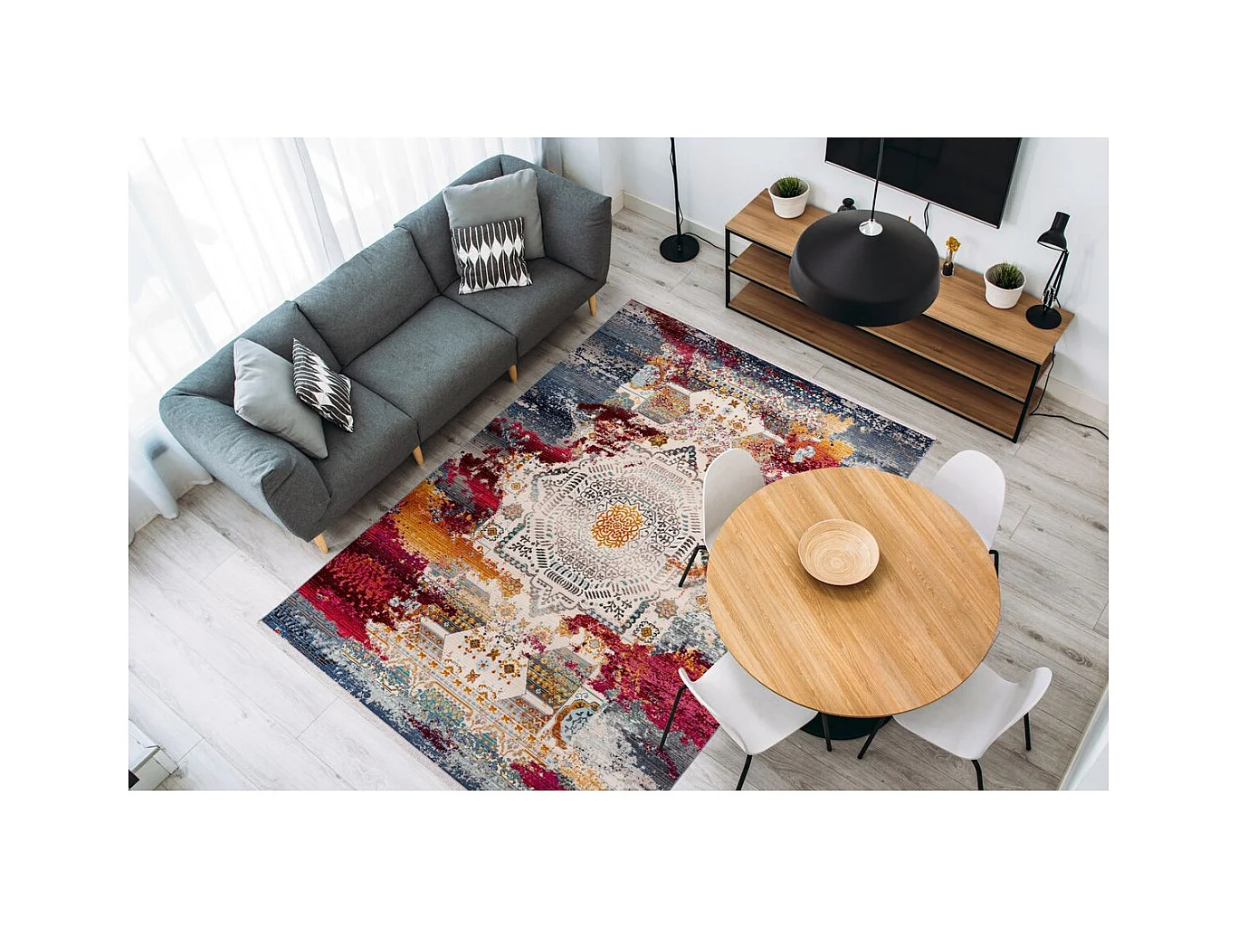 Tapis Oriental à Poils Courts "Anouk" Rouge 120 x 170 cm