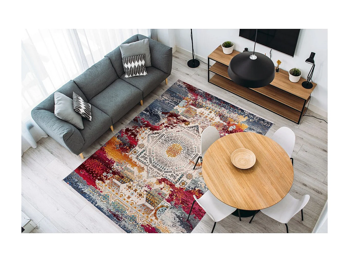 Tapis Oriental à Poils Courts "Anouk" Rouge 120 x 170 cm