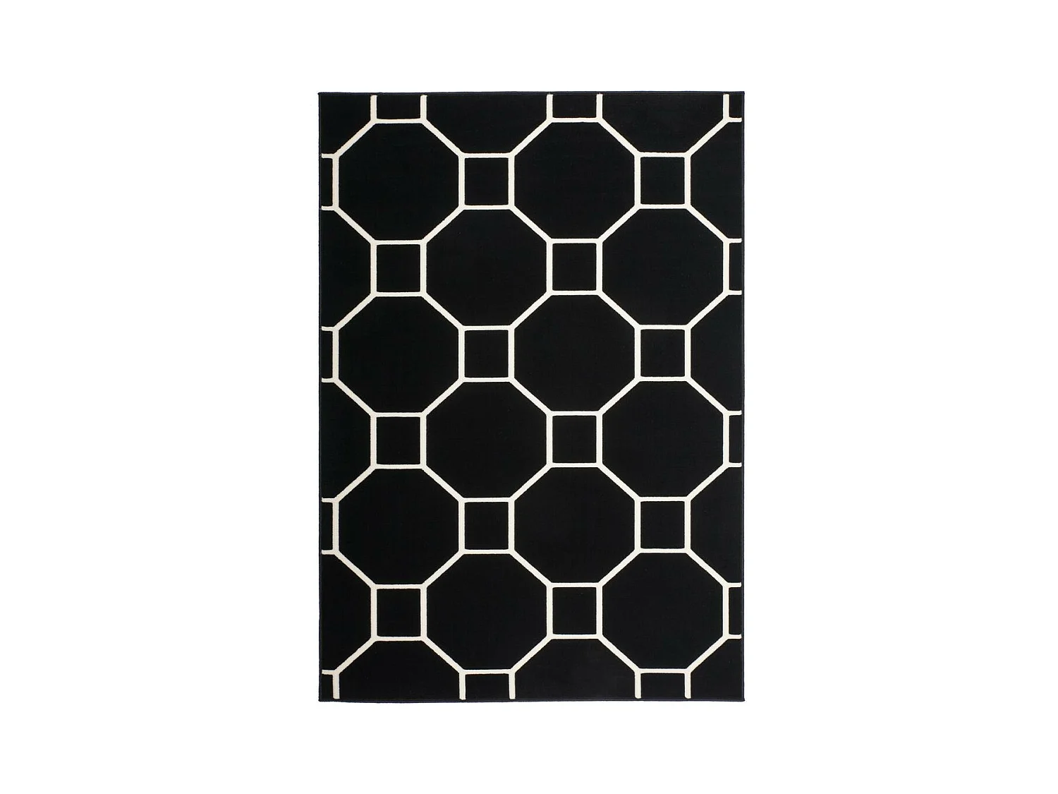 Tapis Effet 3D à Poils Courts "Lina" Noir & Ivoire 120 x 170 cm