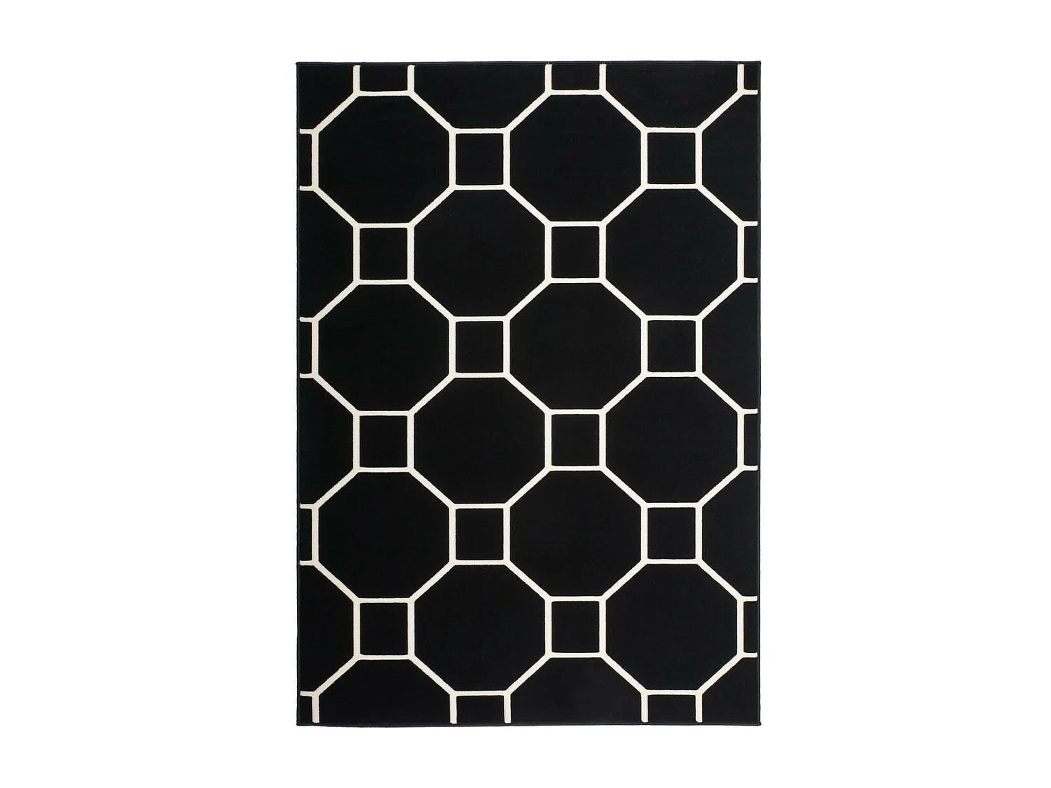 Tapis Effet 3D à Poils Courts "Lina" Noir & Ivoire 120 x 170 cm