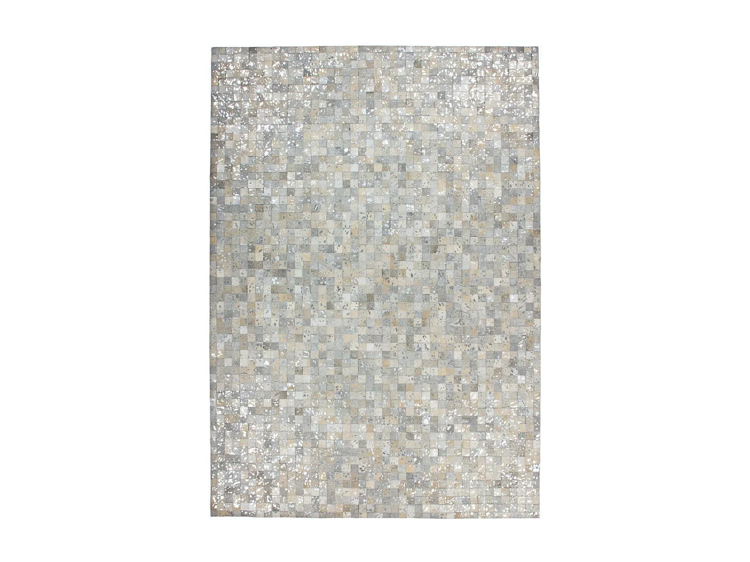 Tapis Patchwork en Cuir "Rocket" Gris & Argent 80 x 150 cm