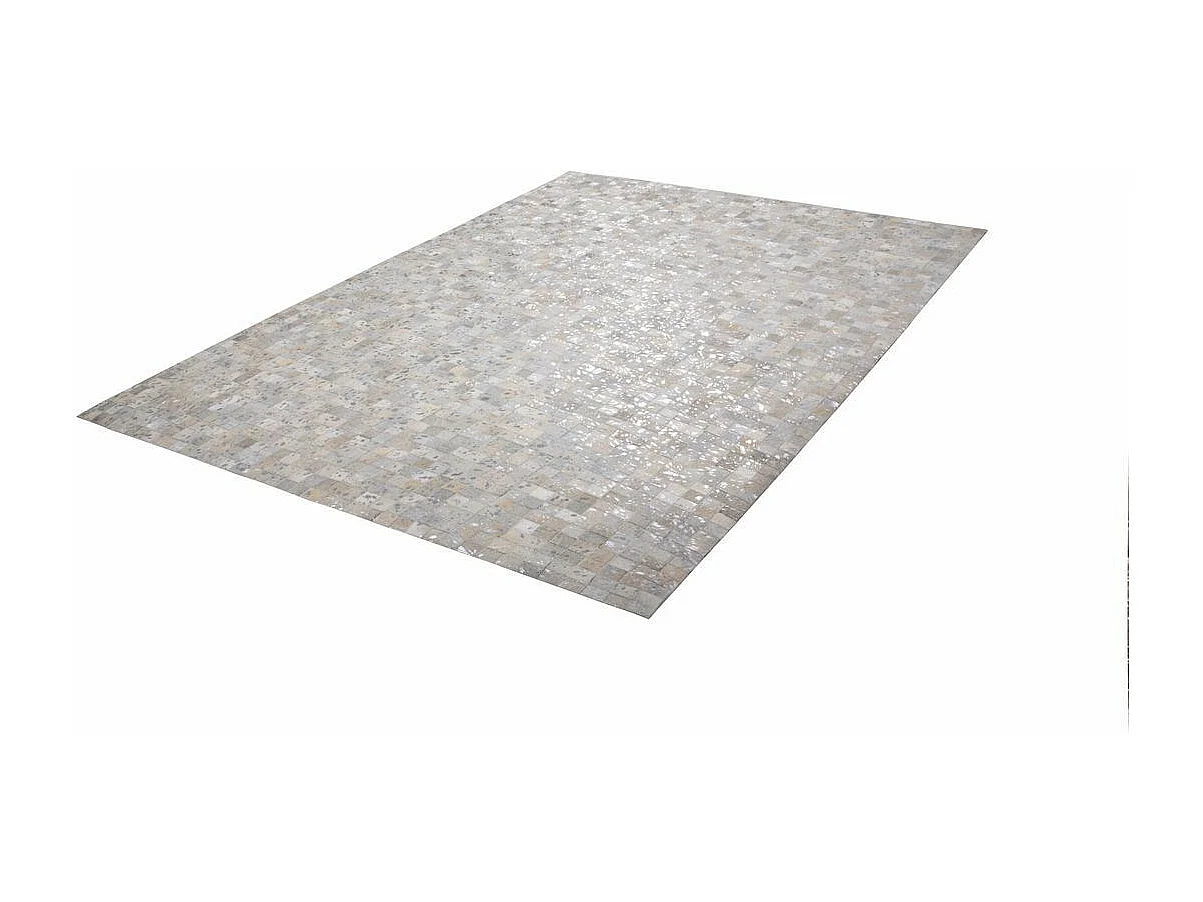 Tapis Patchwork en Cuir "Rocket" Gris & Argent 80 x 150 cm