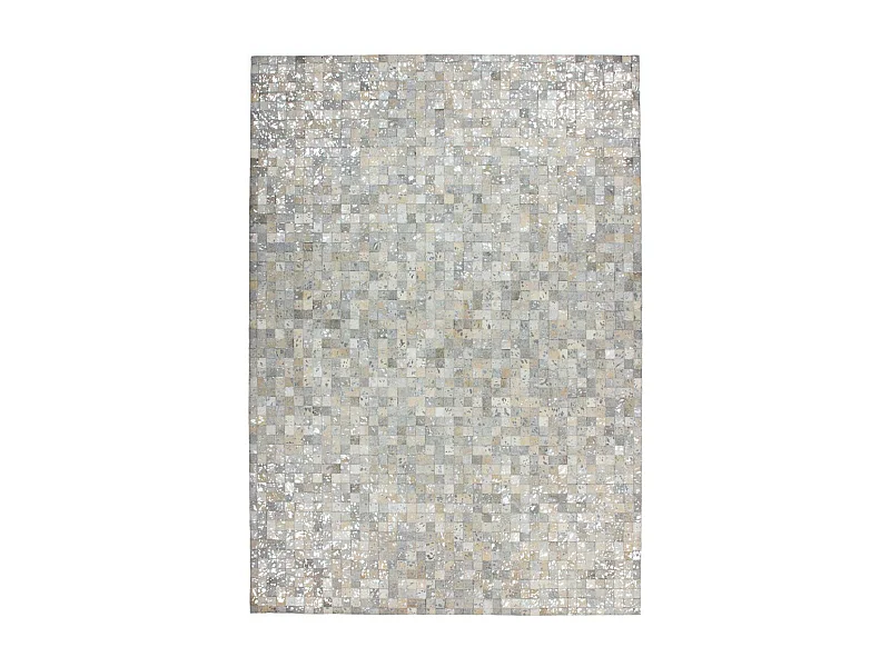 Tapis Patchwork en Cuir "Rocket" Gris & Argent 80 x 150 cm