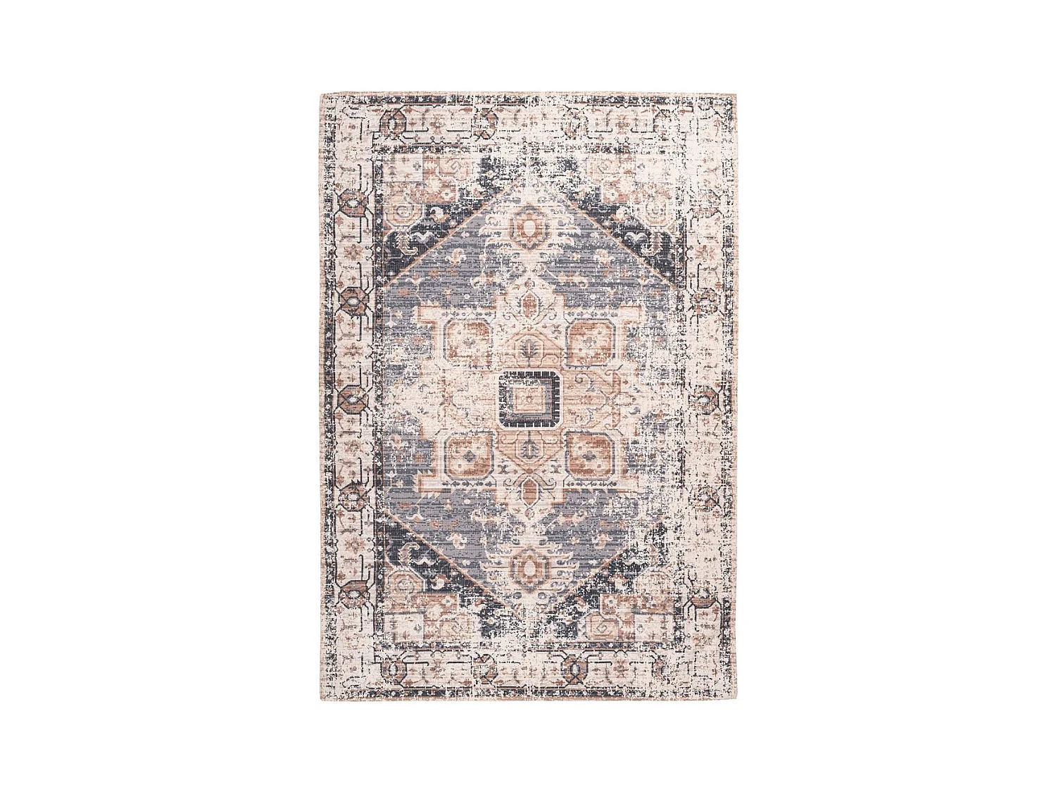 Tapis Vintage à Poils Courts "Indiana I" Gris & Marron 160 x 230 cm