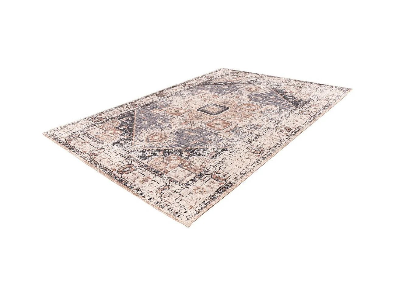 Tapis Vintage à Poils Courts "Indiana I" Gris & Marron 160 x 230 cm