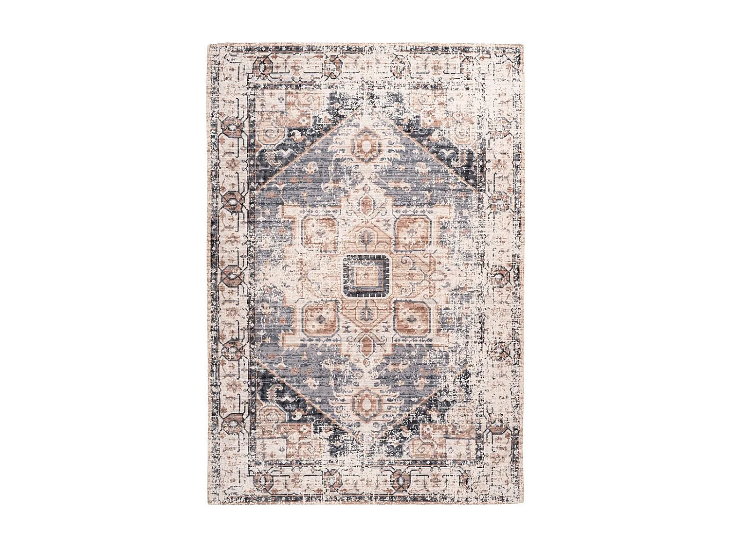 Tapis Vintage à Poils Courts "Indiana I" Gris & Marron 160 x 230 cm