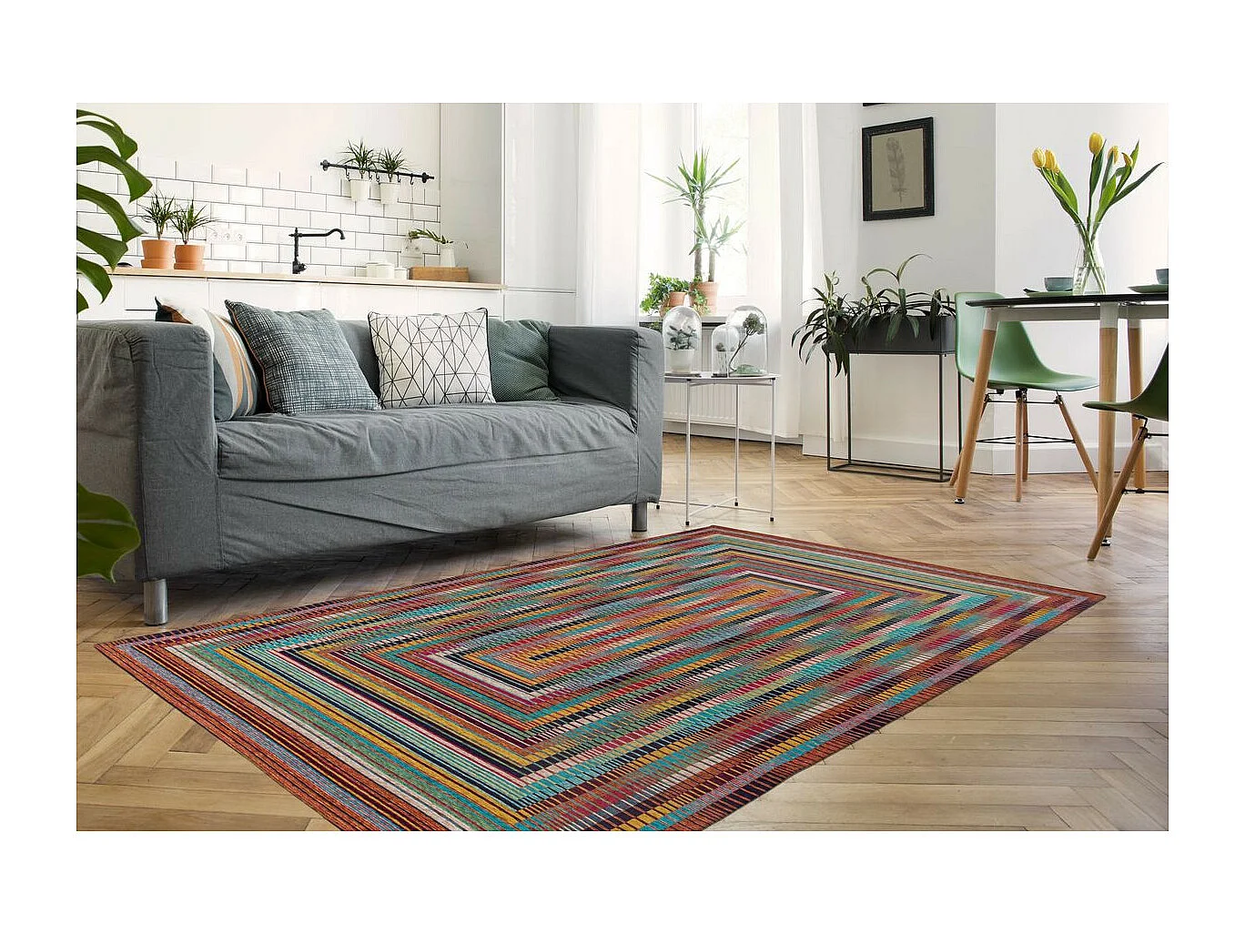 Tapis Tissé à Motifs "Primavera" Multicolore 80 x 150 cm