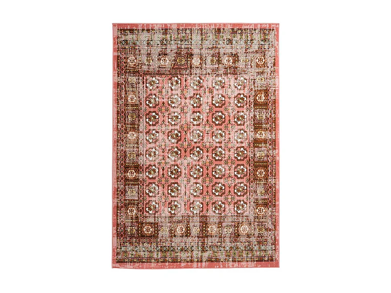 Tapis Antique Floral à Poils Courts "Ariya" Rouge 80 x 150 cm