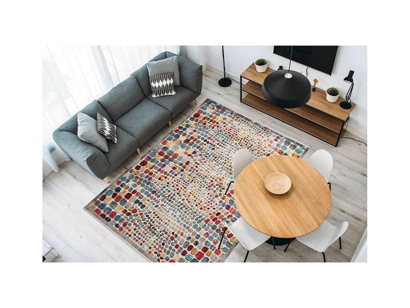 Tapis Motif Pierres Colorées "Anouk" Multicolore 80 x 150 cm