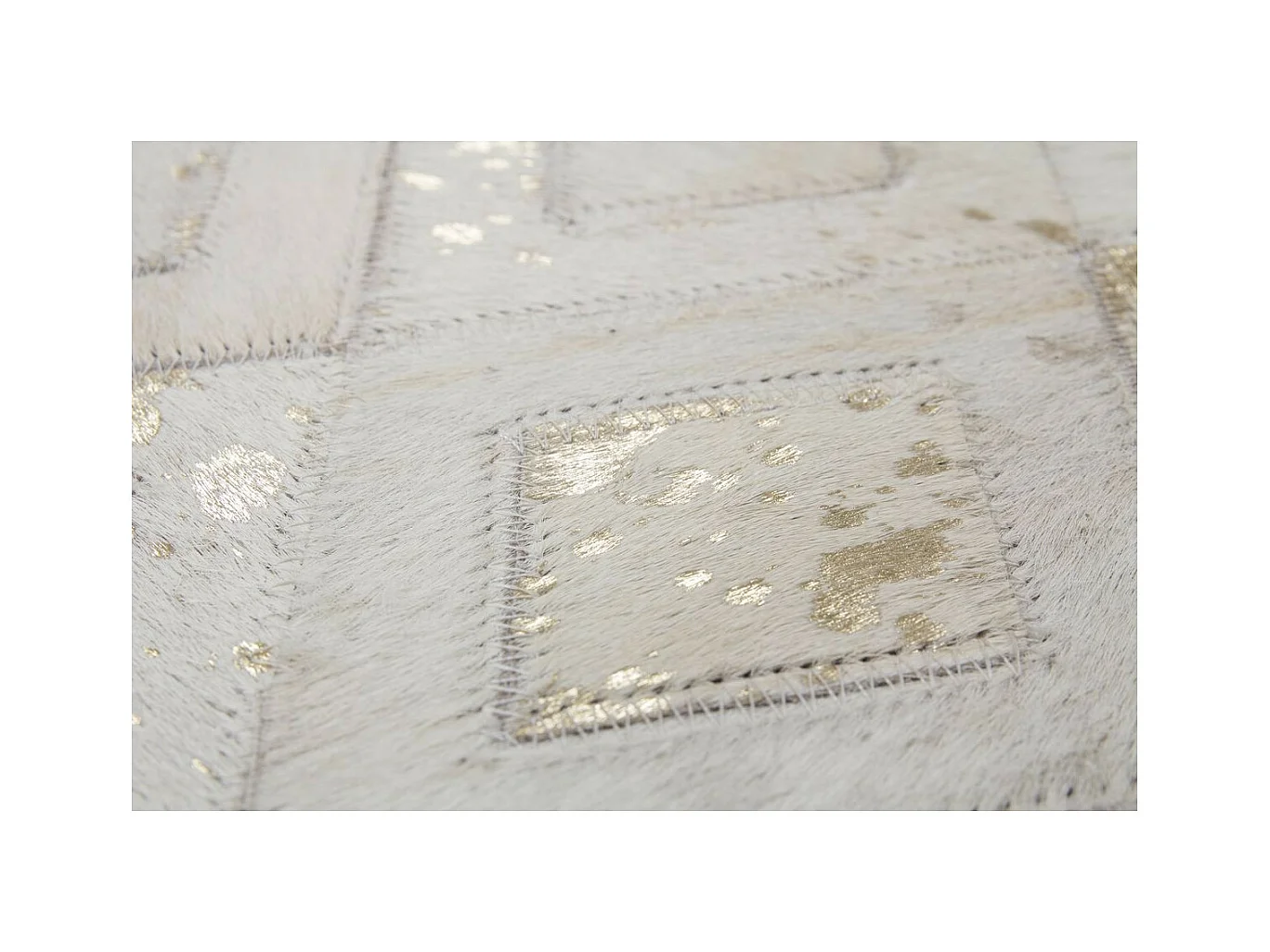 Tapis en Cuir Effet Métallique "Spark" Ivoire & Or 160 x 230 cm