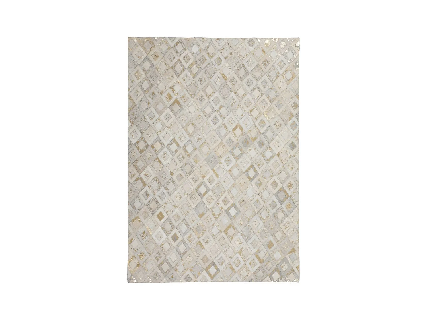 Tapis en Cuir Effet Métallique "Spark" Ivoire & Or 160 x 230 cm