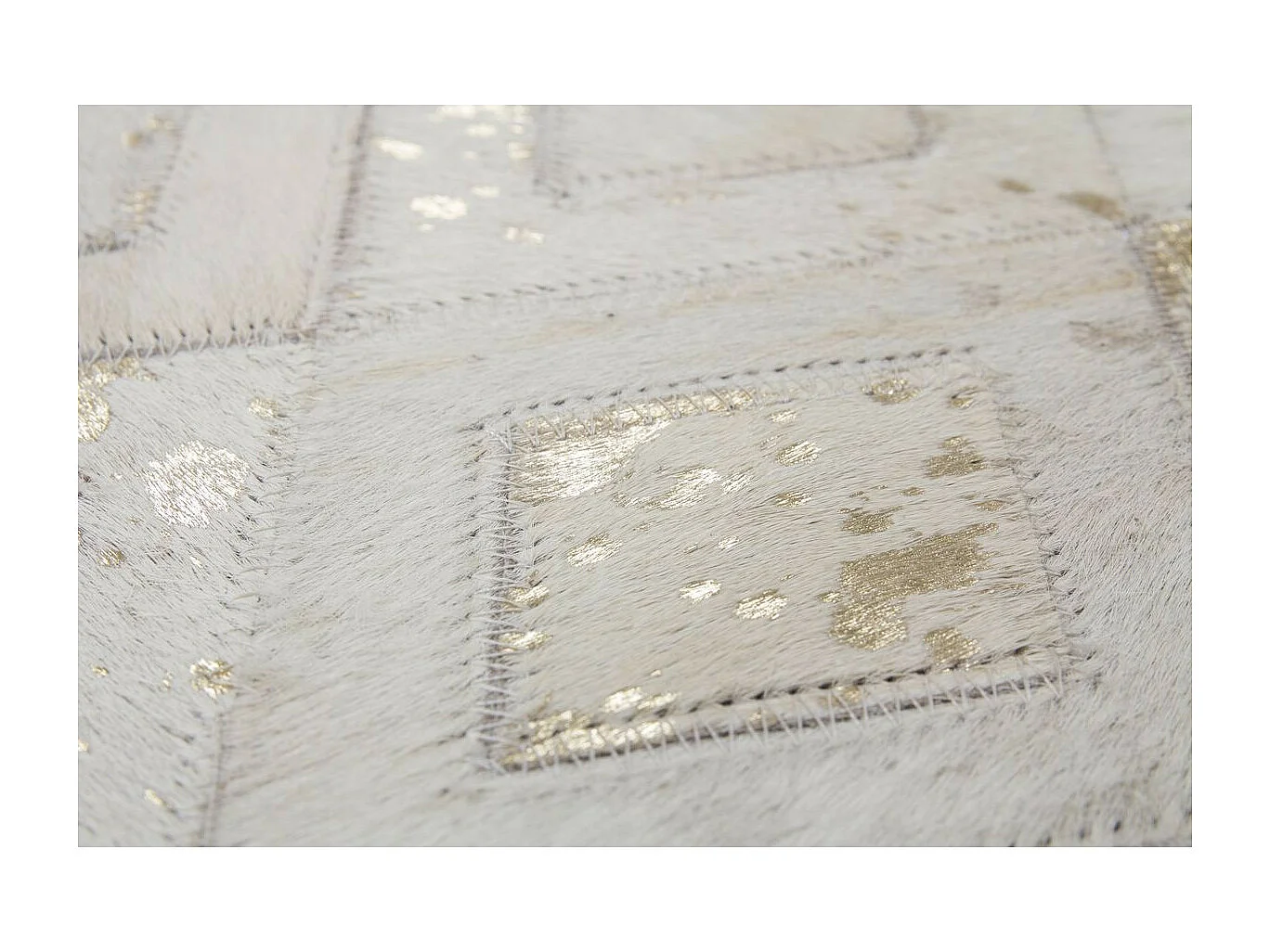 Tapis en Cuir Effet Métallique "Spark" Ivoire & Or 160 x 230 cm