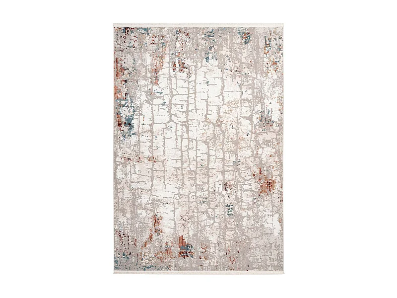 Tapis Vintage à Franges "Akropolis I" Gris & Rose 120 x 180 cm
