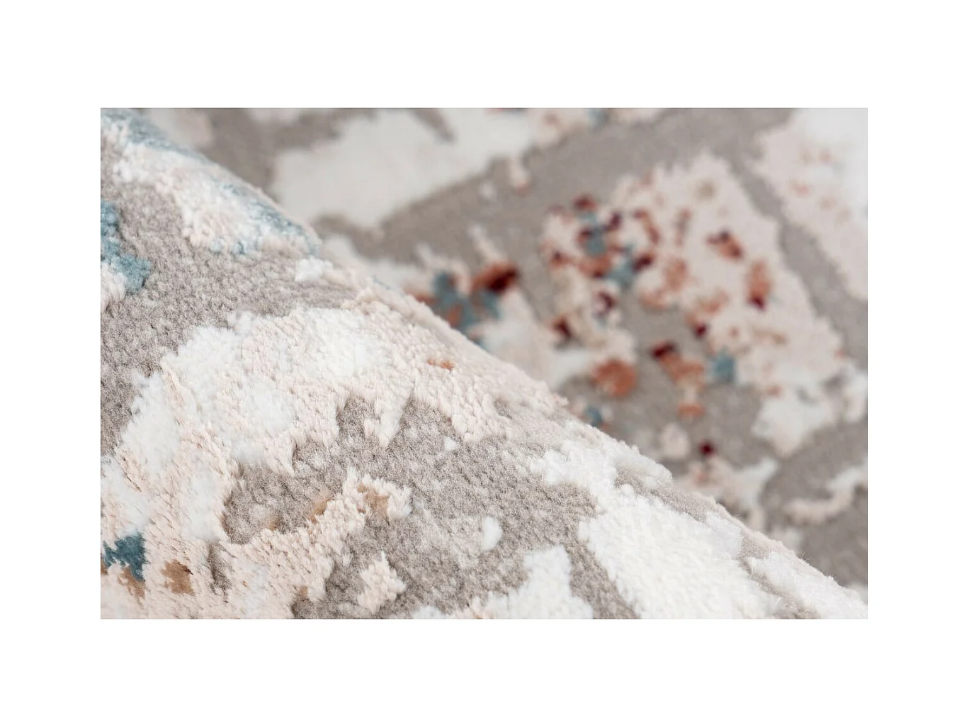 Tapis Vintage à Franges "Akropolis I" Gris & Rose 120 x 180 cm