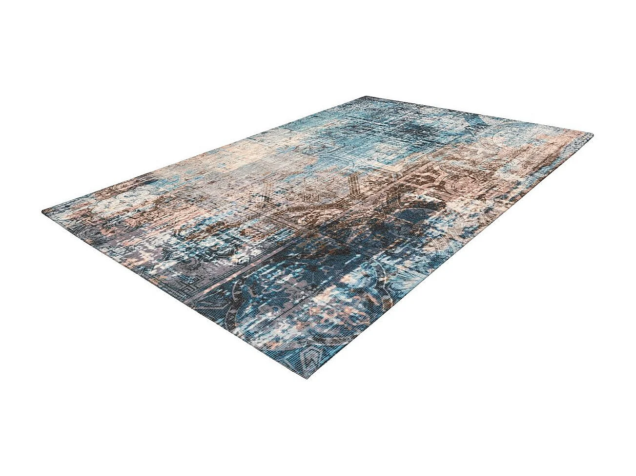 Tapis Vintage à Poils Courts "Indiana III" Bleu 80 x 150 cm