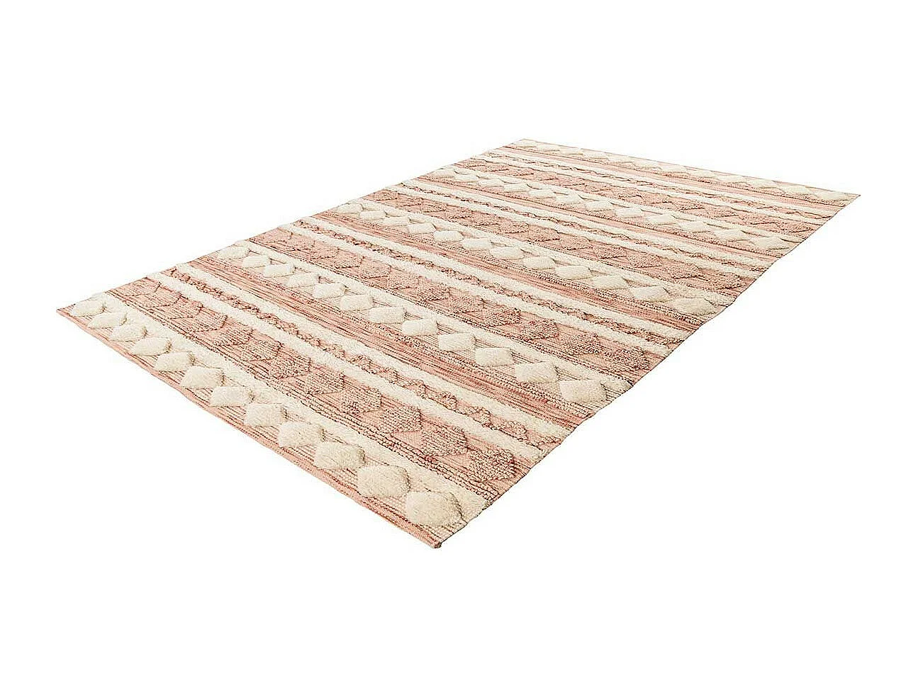 Tapis Bohème Fait à la Main "Bohist II" Rose & Crème 120 x 180 cm