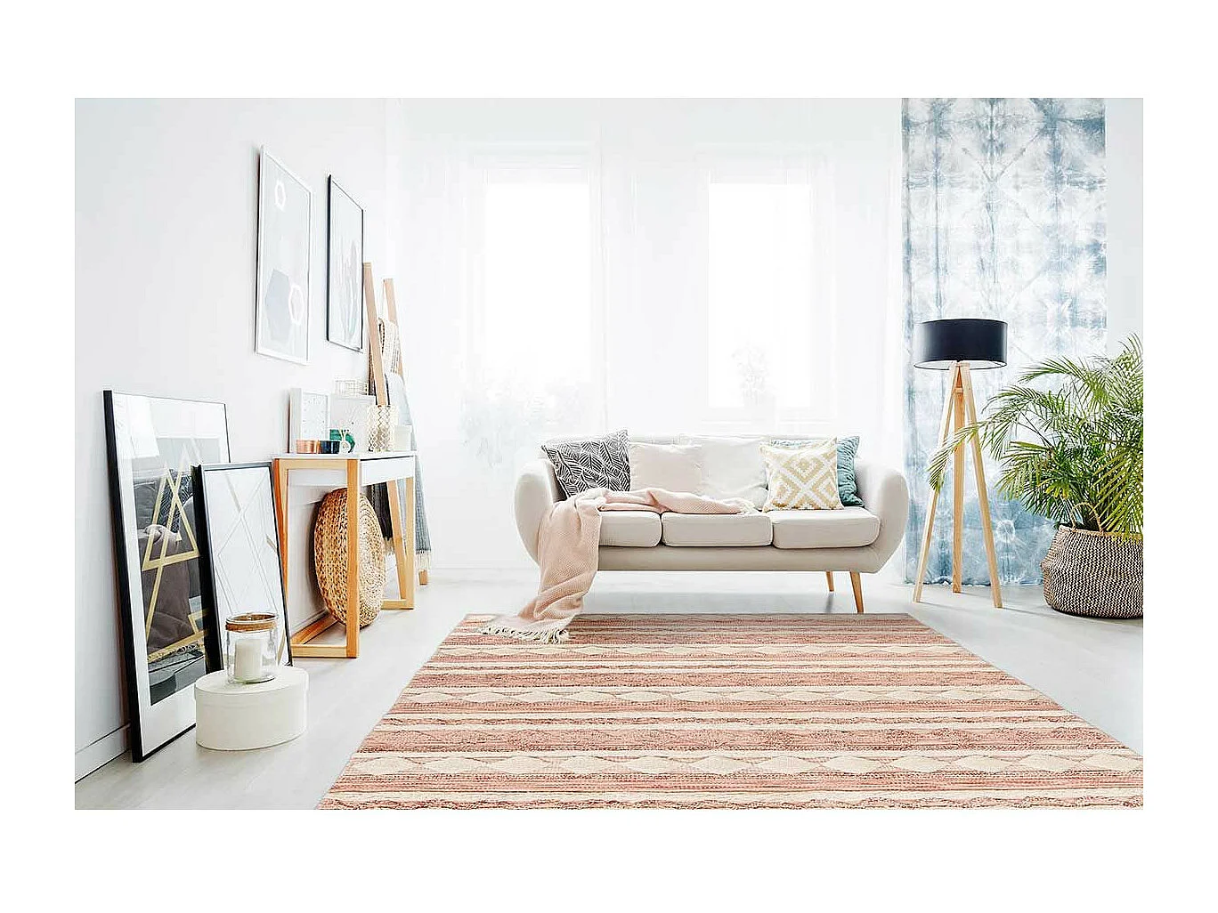 Tapis Bohème Fait à la Main "Bohist II" Rose & Crème 120 x 180 cm