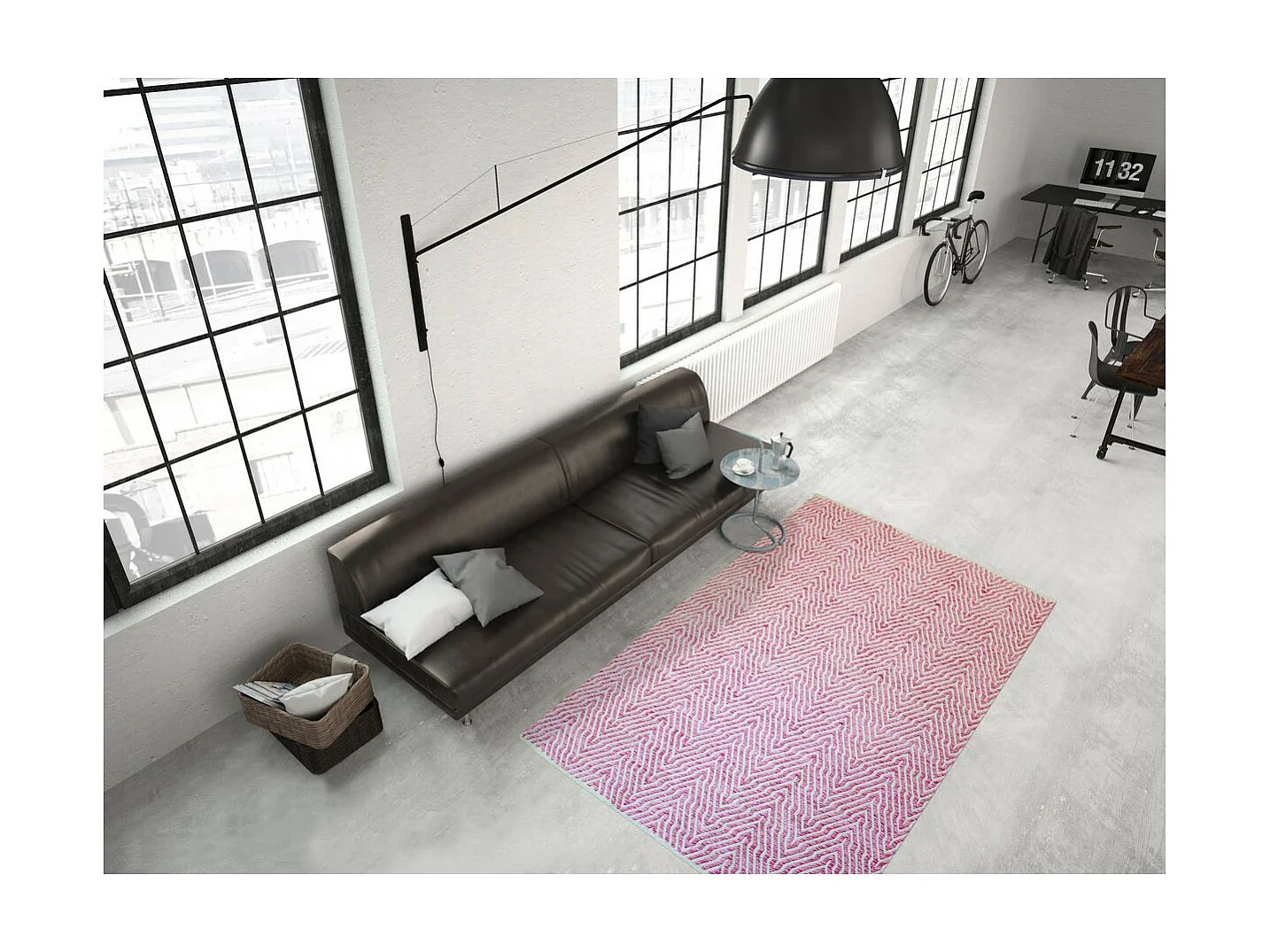 Tapis Rayé Fait Main "Aperitif" Rose 120 x 170 cm