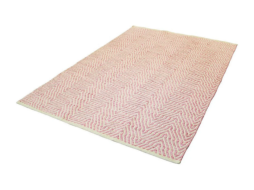 Tapis Rayé Fait Main "Aperitif" Rose 120 x 170 cm
