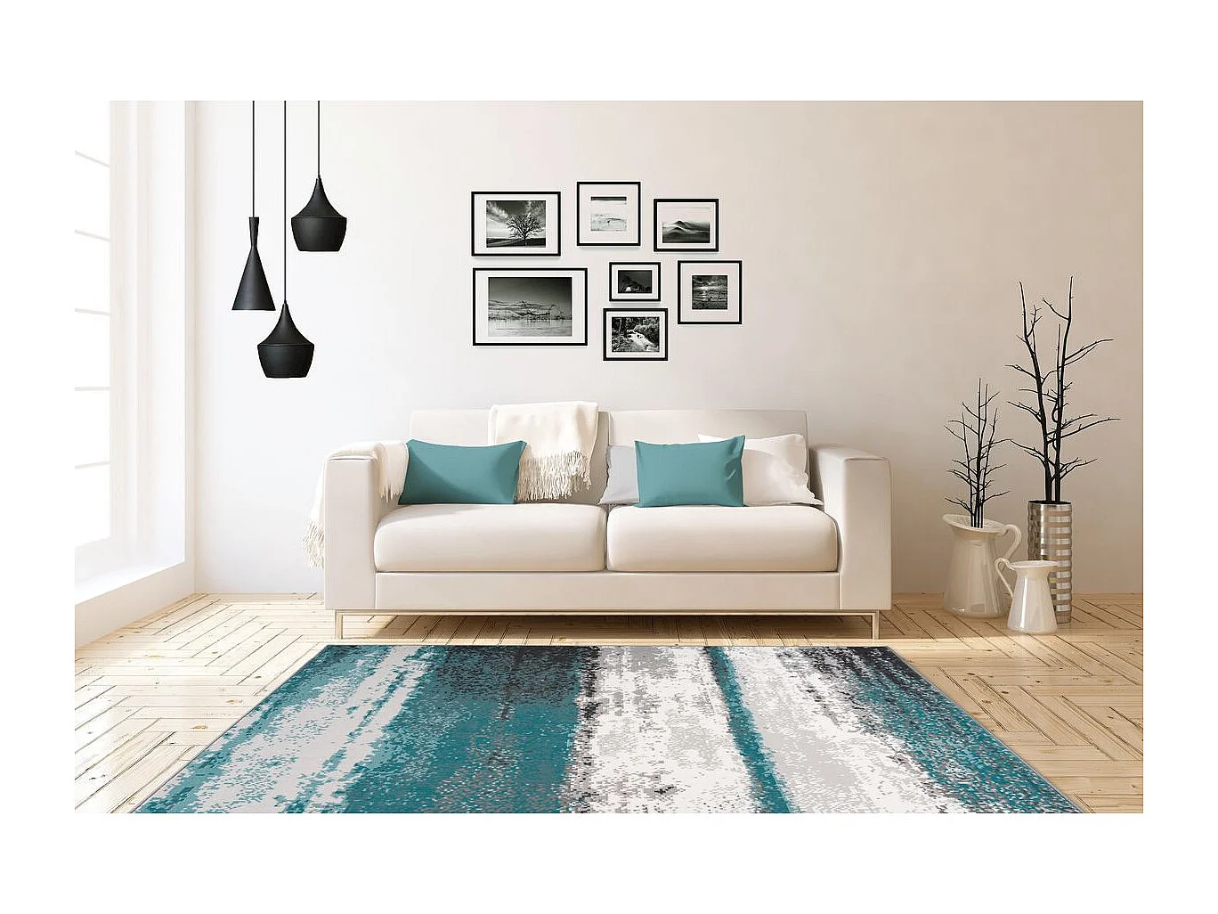 Tapis Vintage à Poils Courts "Esperanto V" Bleu 120 x 170 cm